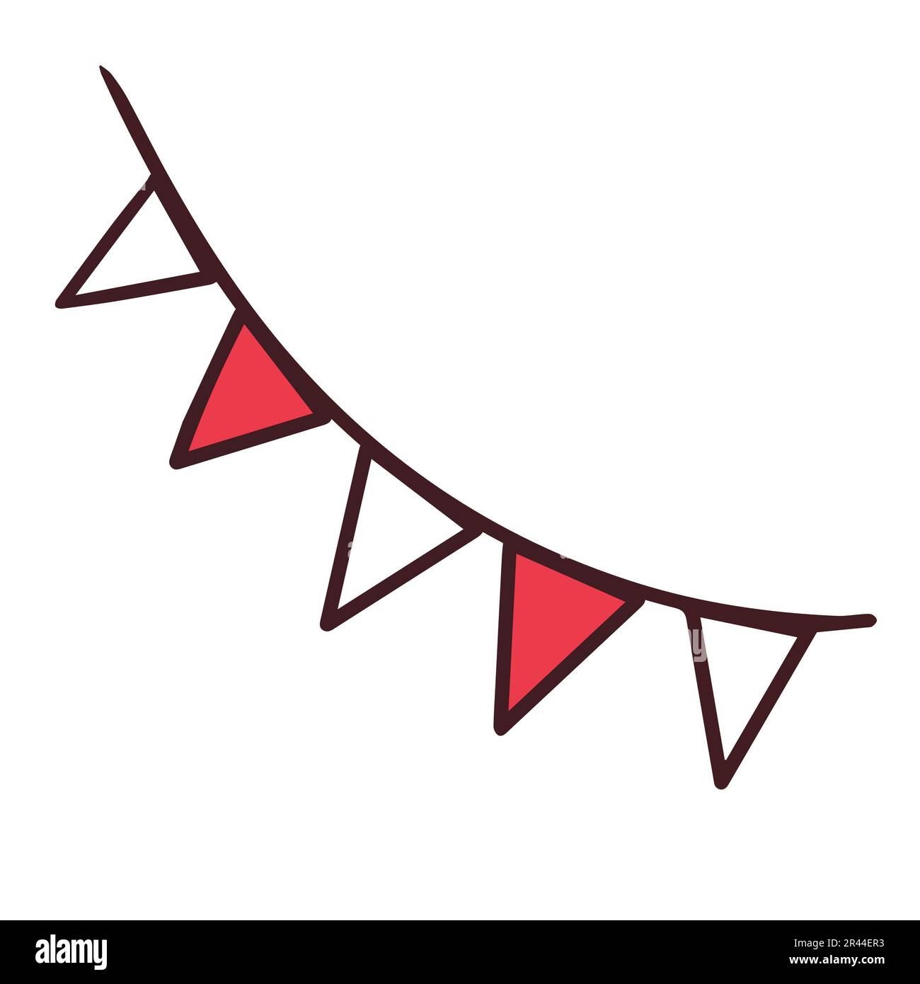 Garland with flags for Canada Day. First of July. The symbolism is red