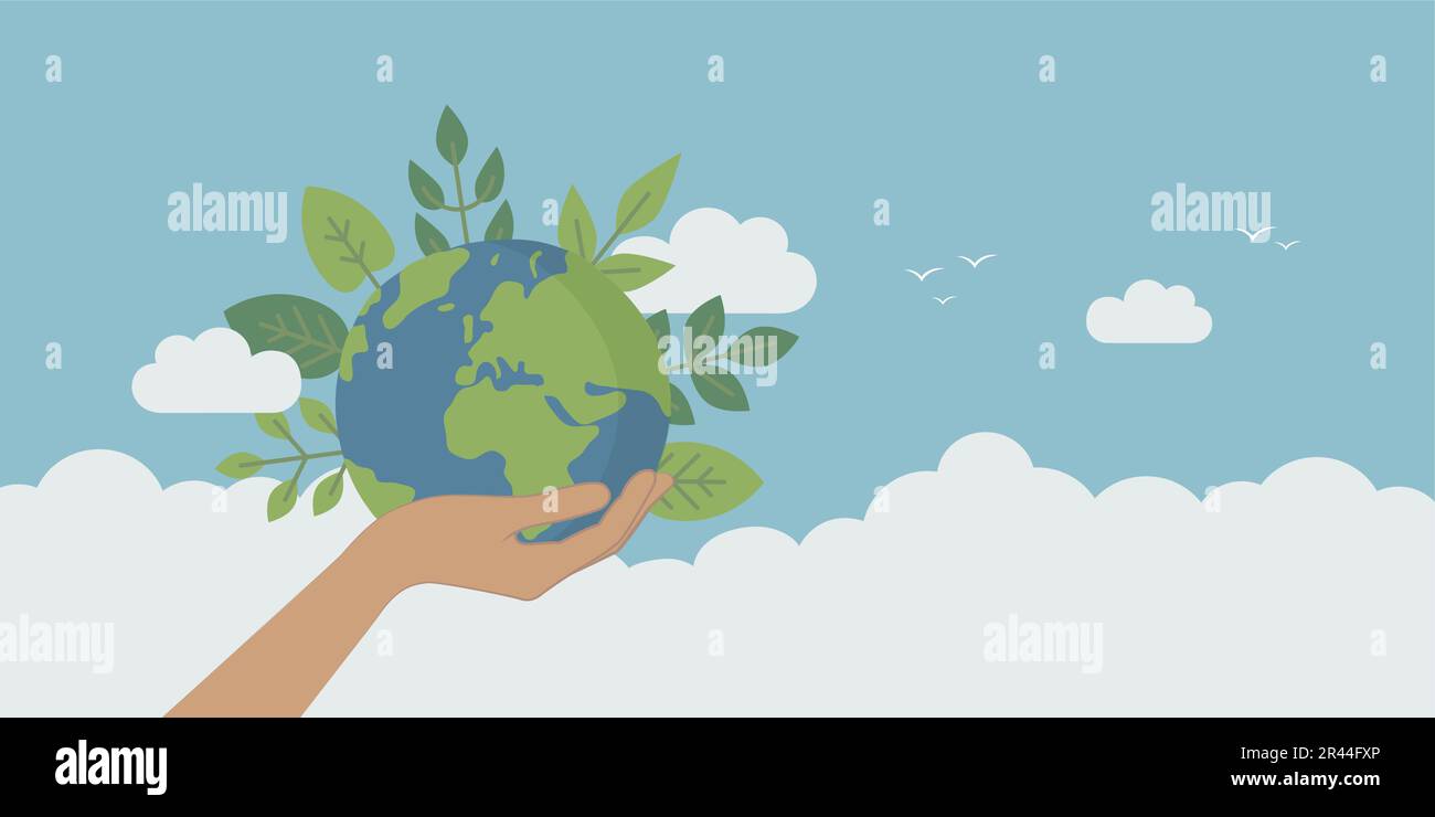 save the planet concept earth in human hand with green leaves Stock ...