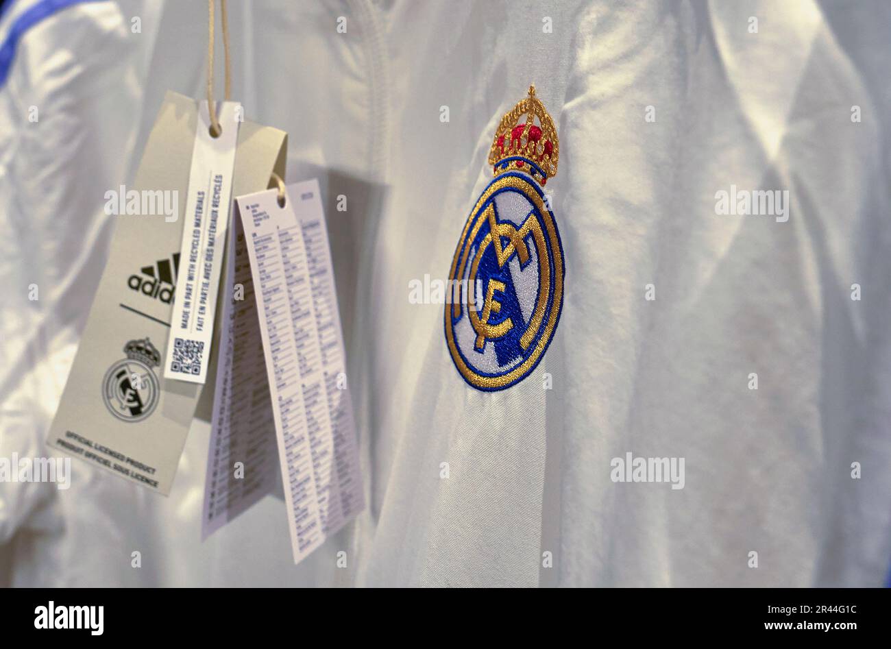Souvenirs on sale in the official FC Real Madrid store at Santiago