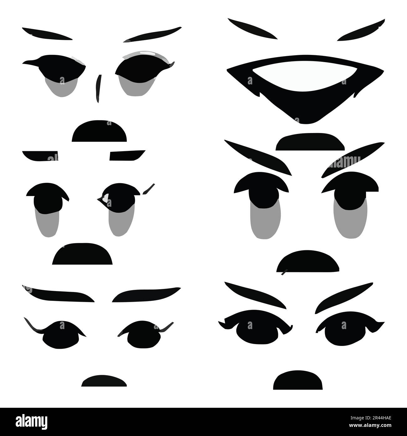 Cartoon Facial Expression Emotion Scared Sad Cry Eye (Download Now) 