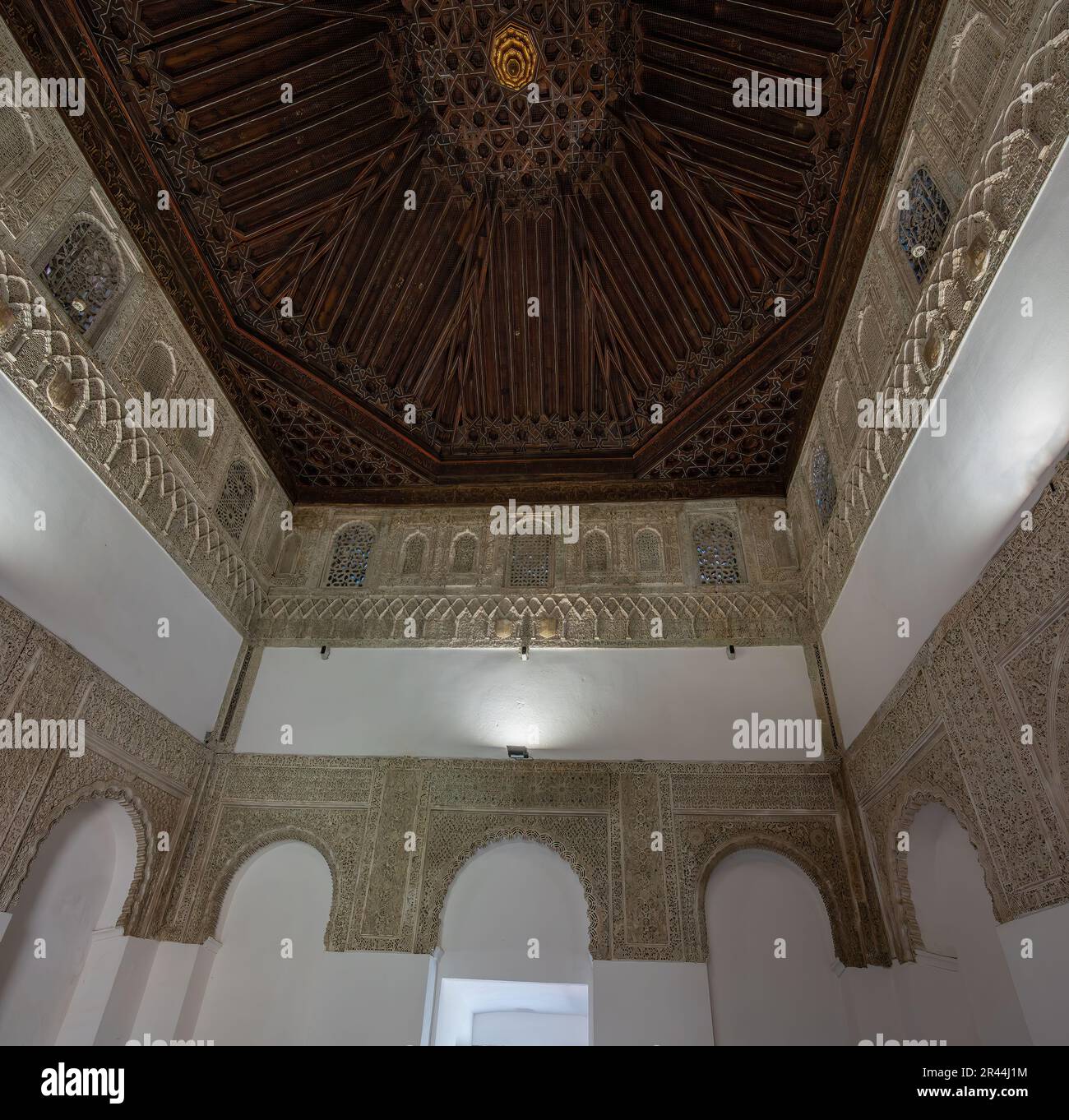 Hall of Justice Ceiling (Sala de la Justicia) at Alcazar (Royal Palace of Seville) - Seville, Andalusia, Spain Stock Photo