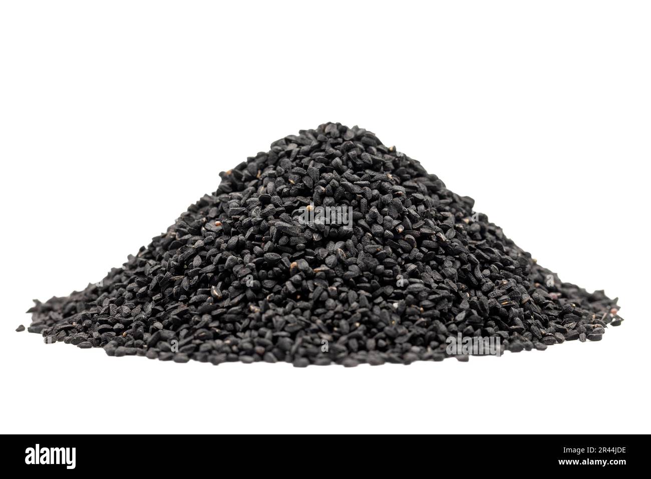 Black cumin or nigella sativa isolated on white background. Pile of