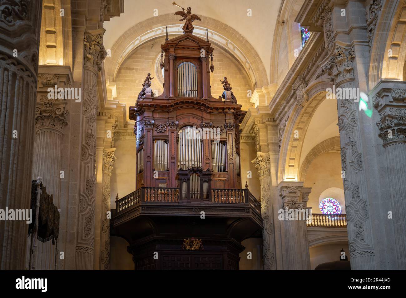 Pipe Organ at Church of the Divine Savior (Iglesia del Divino Salvador) Interior - Seville, Andalusia, Spain Stock Photo