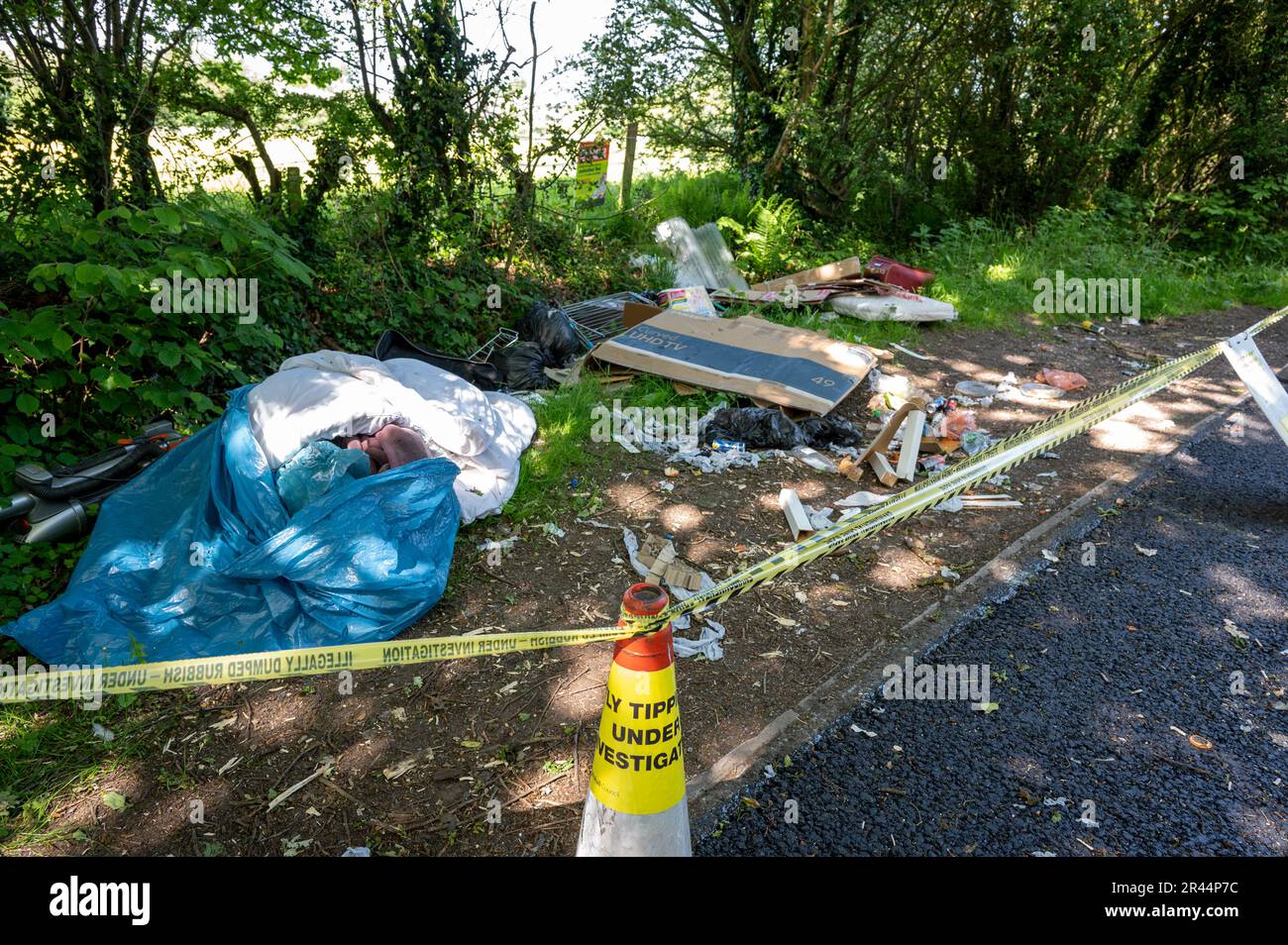 Fly tipping crime scene under investigation, Walsall, UK Stock Photo