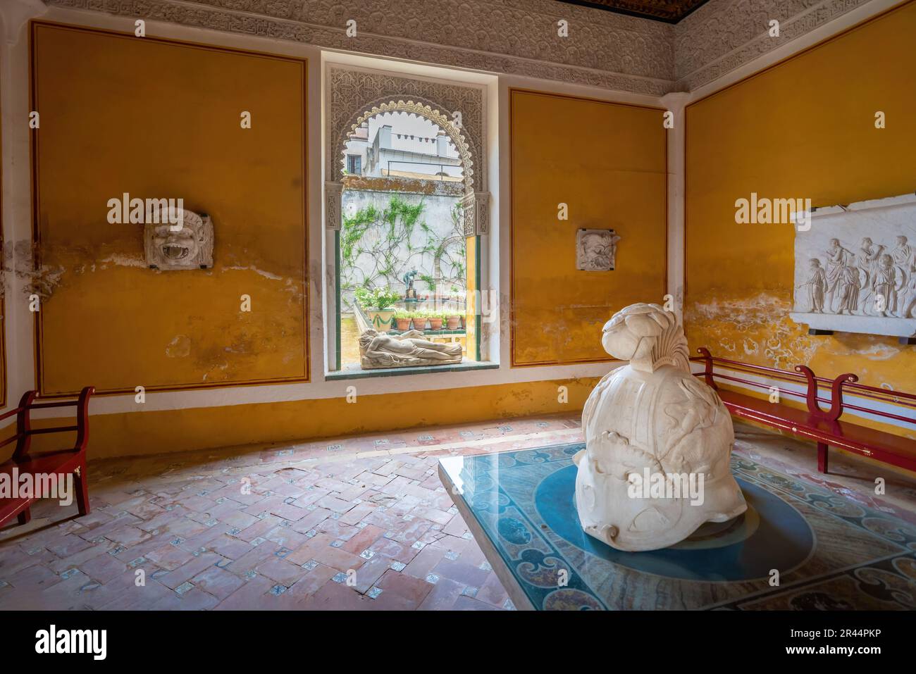 Golden Room (Salon Dorado) at Casa de Pilatos (Pilates House) Palace Interior - Seville, Andalusia, Spain Stock Photo