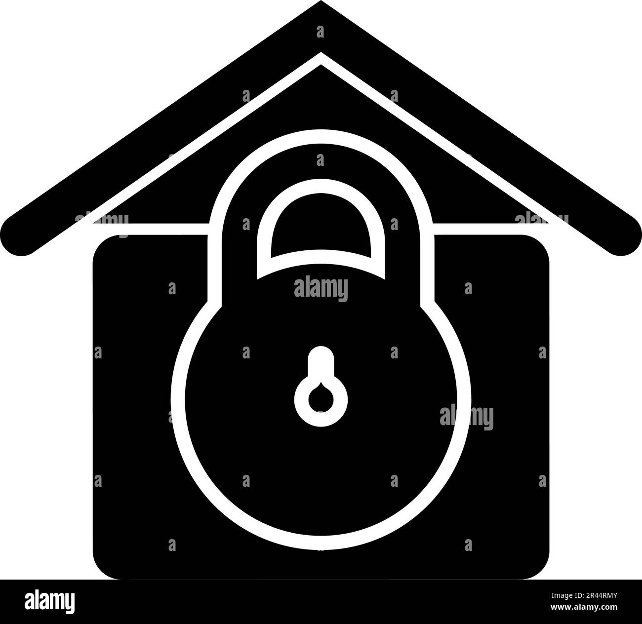 Lock house home protection with locked padlock concept safety defense security icon black color vector illustration image flat style simple Stock Vector