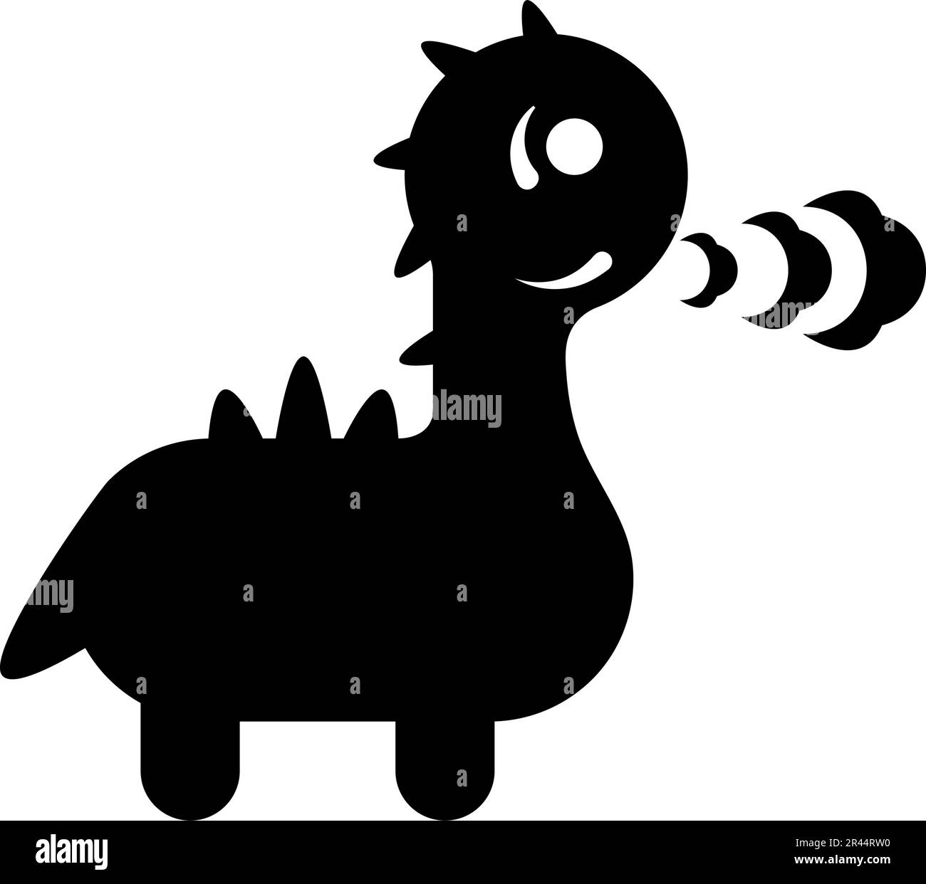 Cute dragon breathing fire icon black color vector illustration image flat style simple Stock Vector