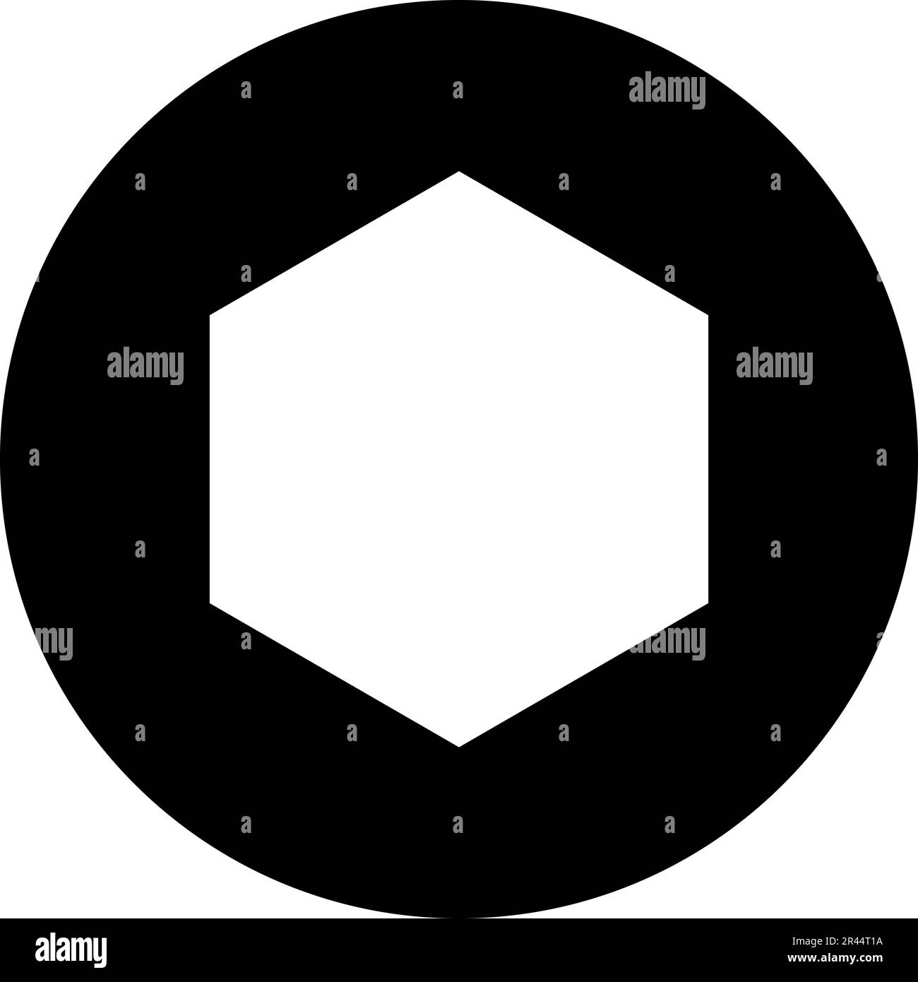 Rubber gasket puck under hexagon in circle icon black color vector