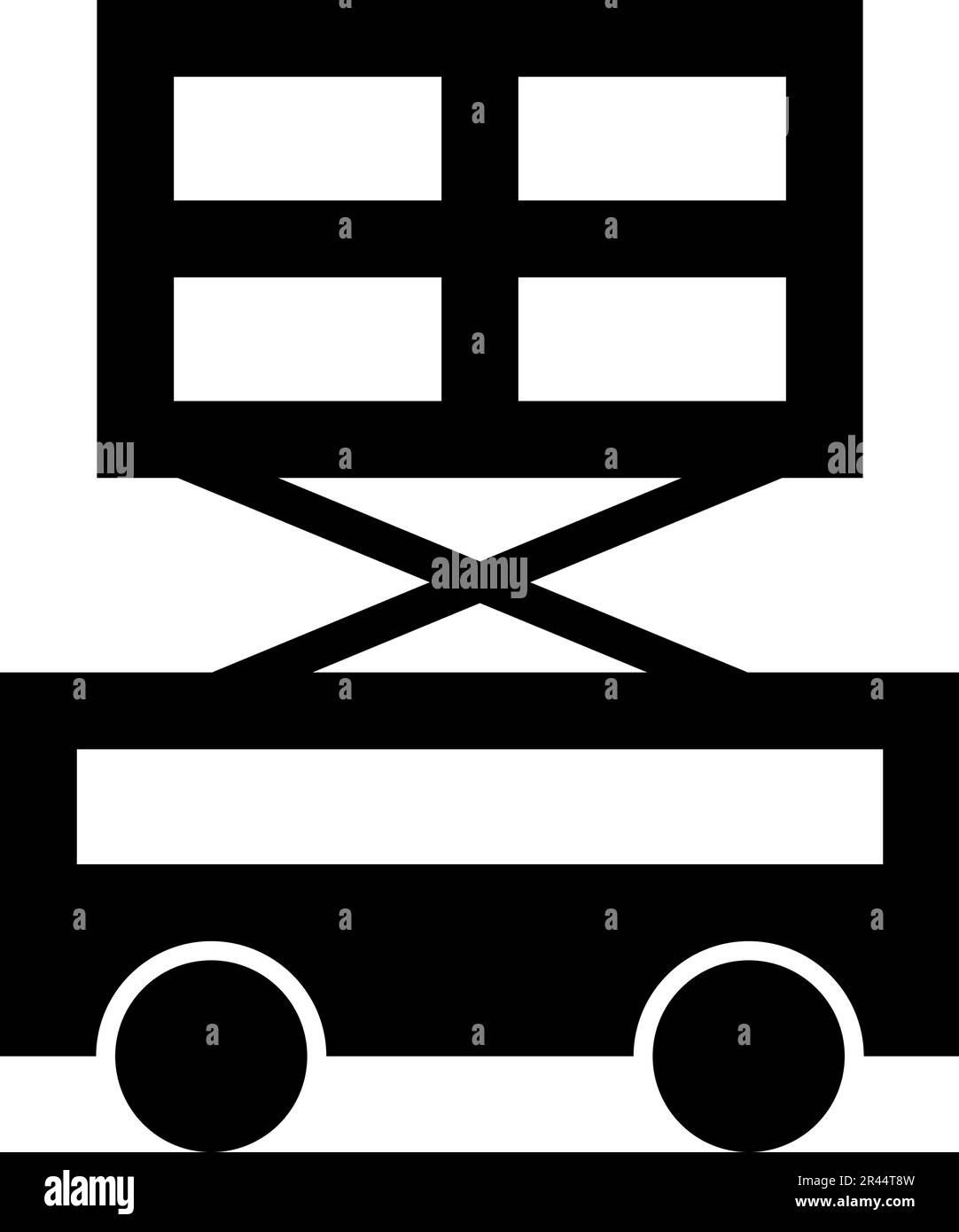 Lifting machine scissor lift platform self propelled icon black color vector illustration image flat style simple Stock Vector