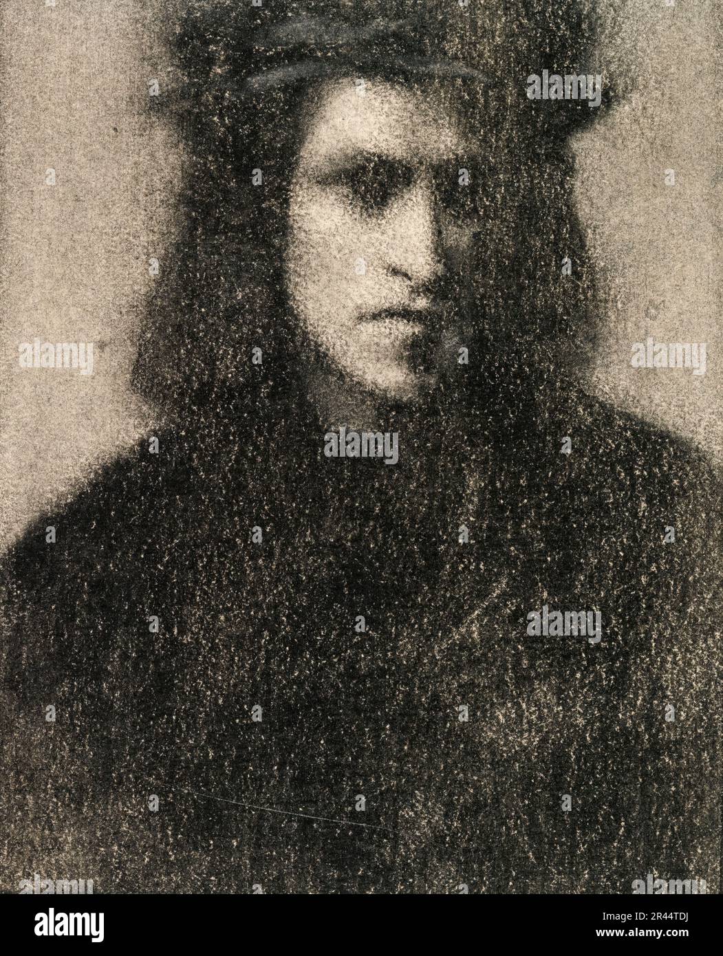 Fernand Khnopff, Young man in renaissance dress, portrait drawing circa 1914 Stock Photo