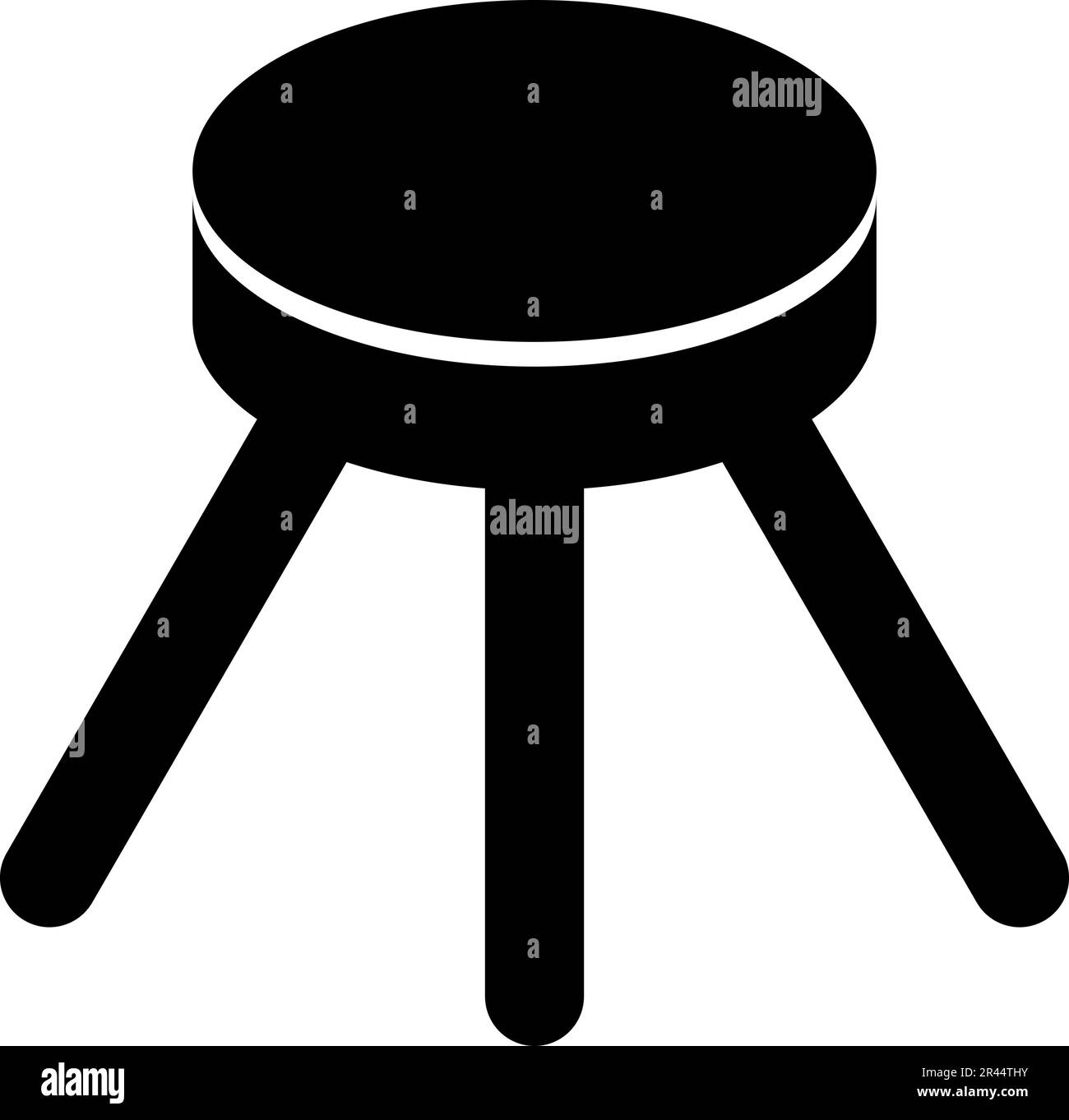 Stool with three legs furniture legged household concept icon black color vector illustration