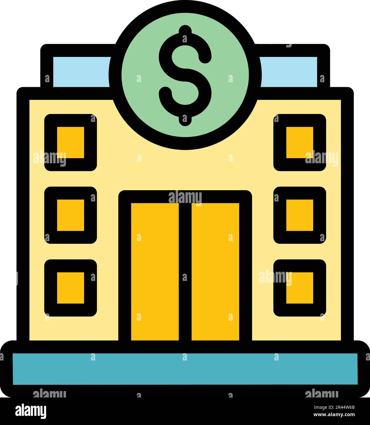 Bank cash building icon. Outline Bank cash building vector icon for web ...