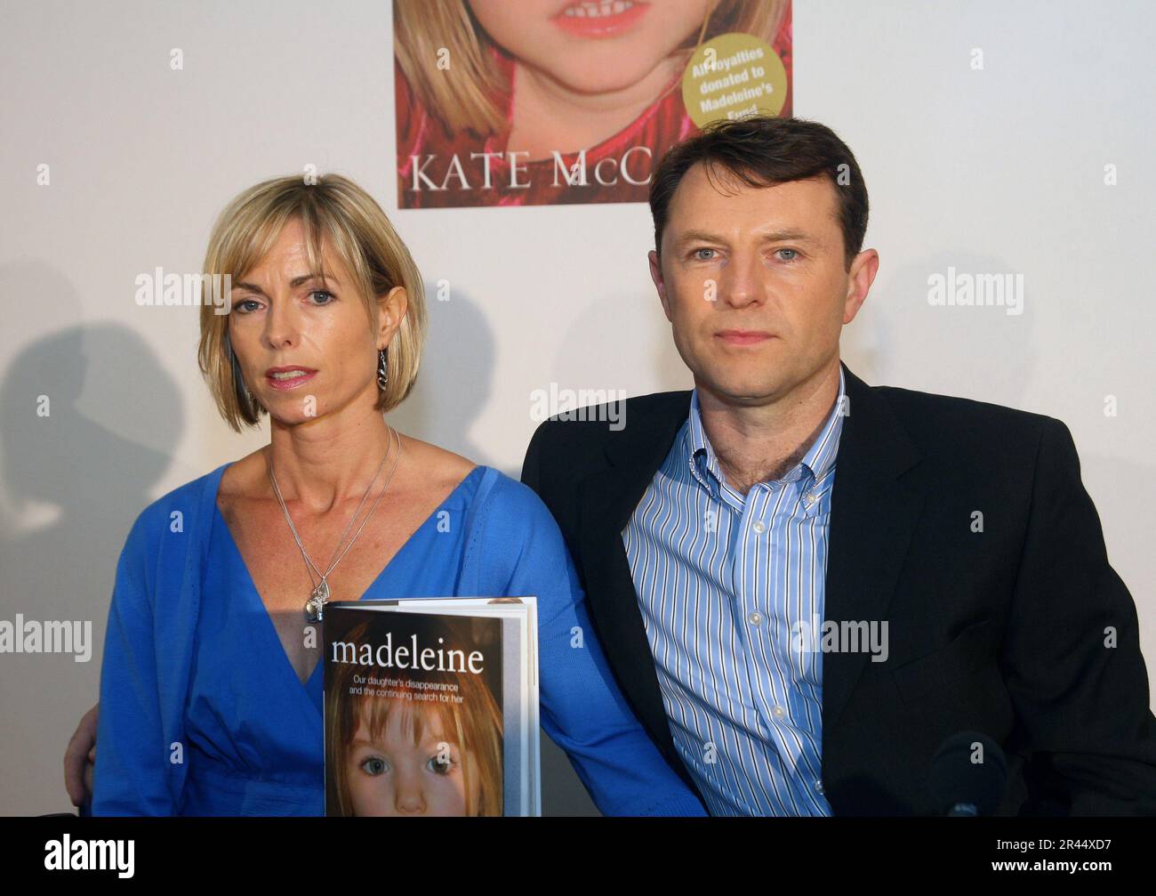 The parents of Madeleine, Kate and Gerry McCann launch their book 'Madeleine' in London on their daughter's 8th birthday. Stock Photo