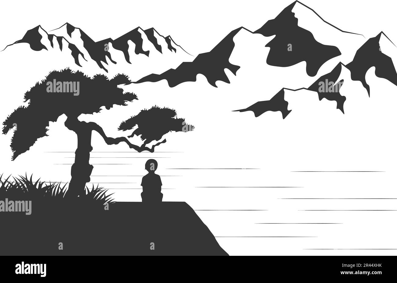 Mountains vector.Mountain range silhouette isolated vector illustration ...