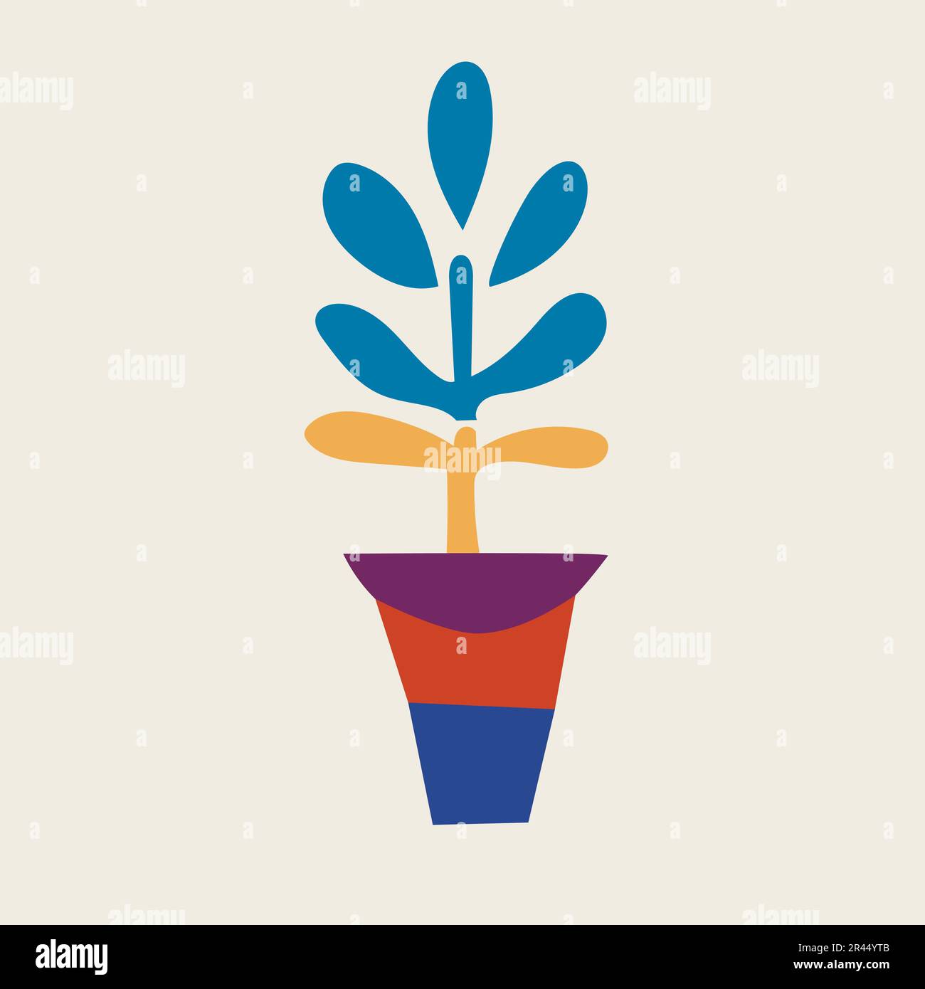 Colorful flat potted houseplant. vector illustration of a plant with round leaves Stock Vector