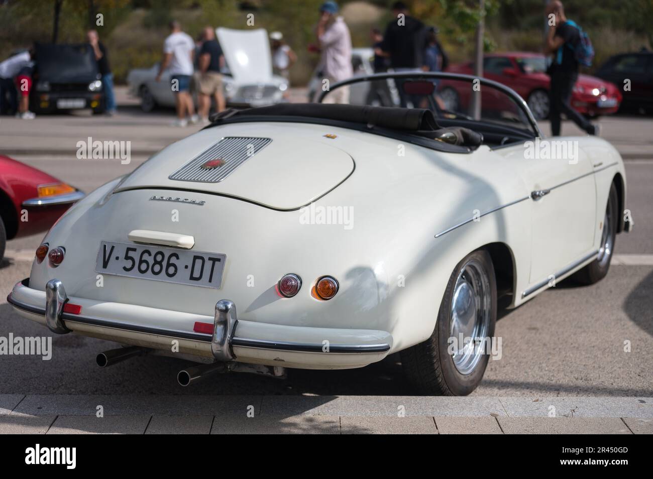 Rear view of the historic German sports car Posche 356 Stock Photo