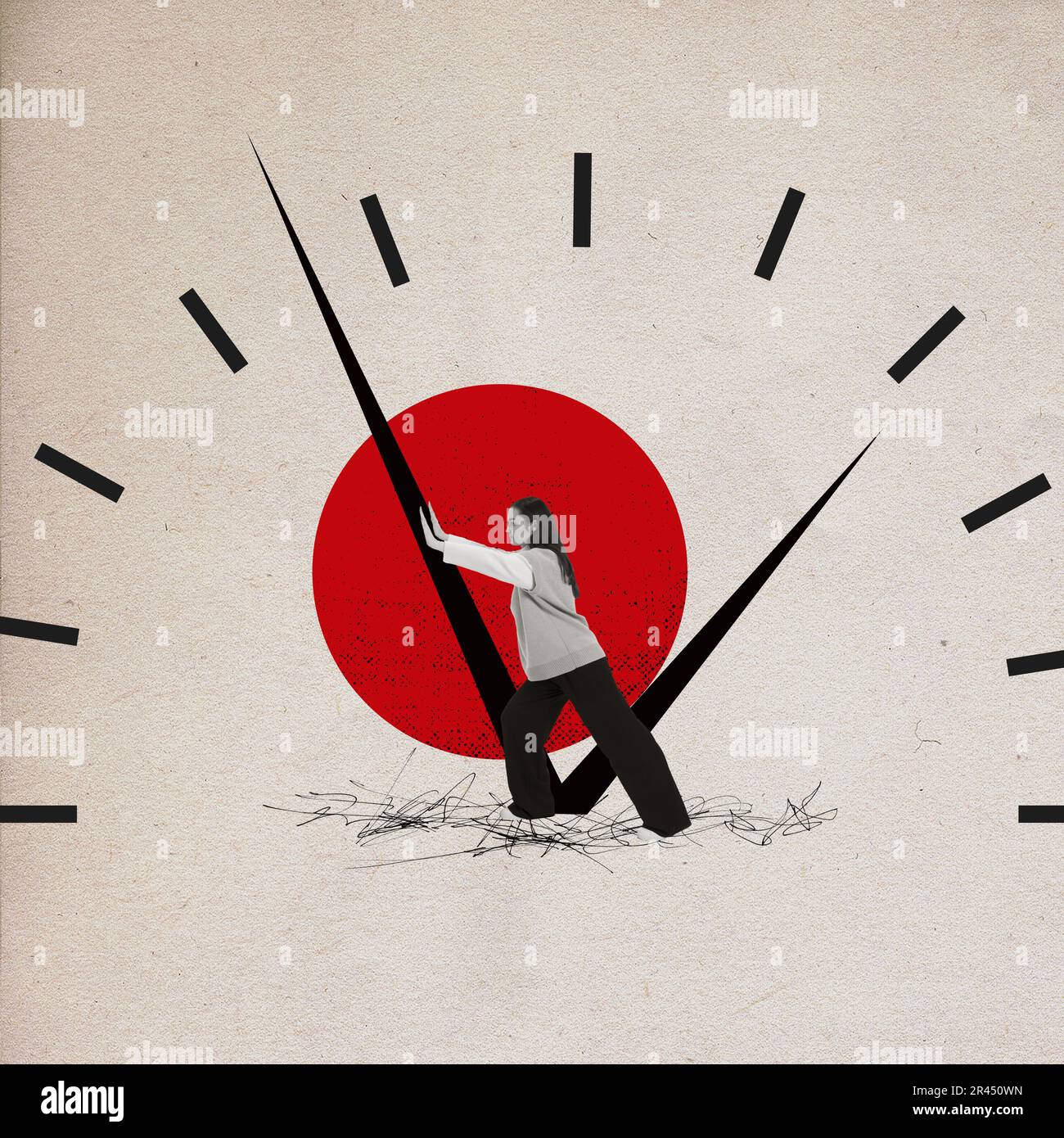 Stop time illustration. Turn the clock back. Go back in time