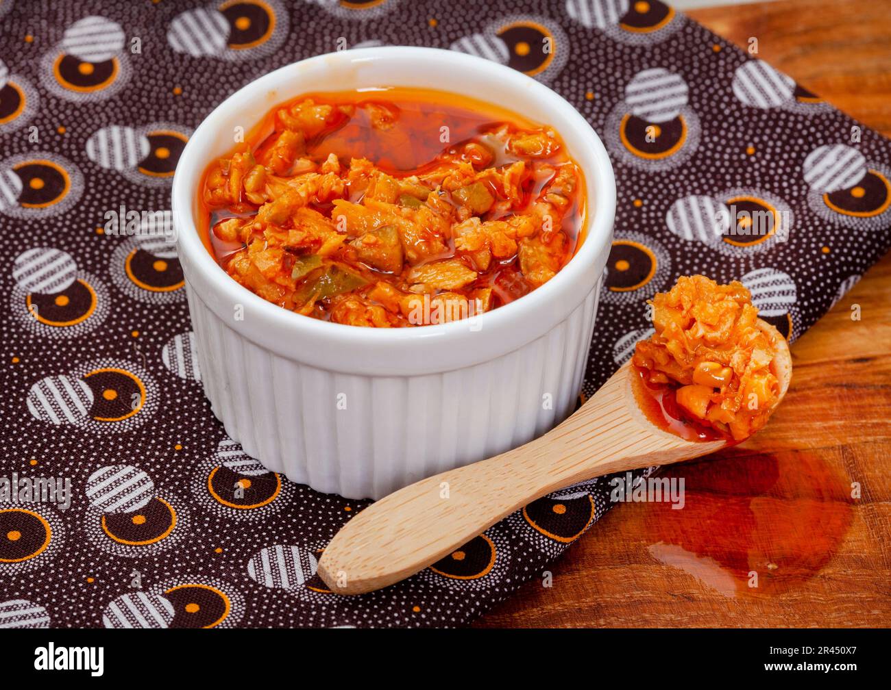Traditional South African Mango Atchar or Achar on African printed