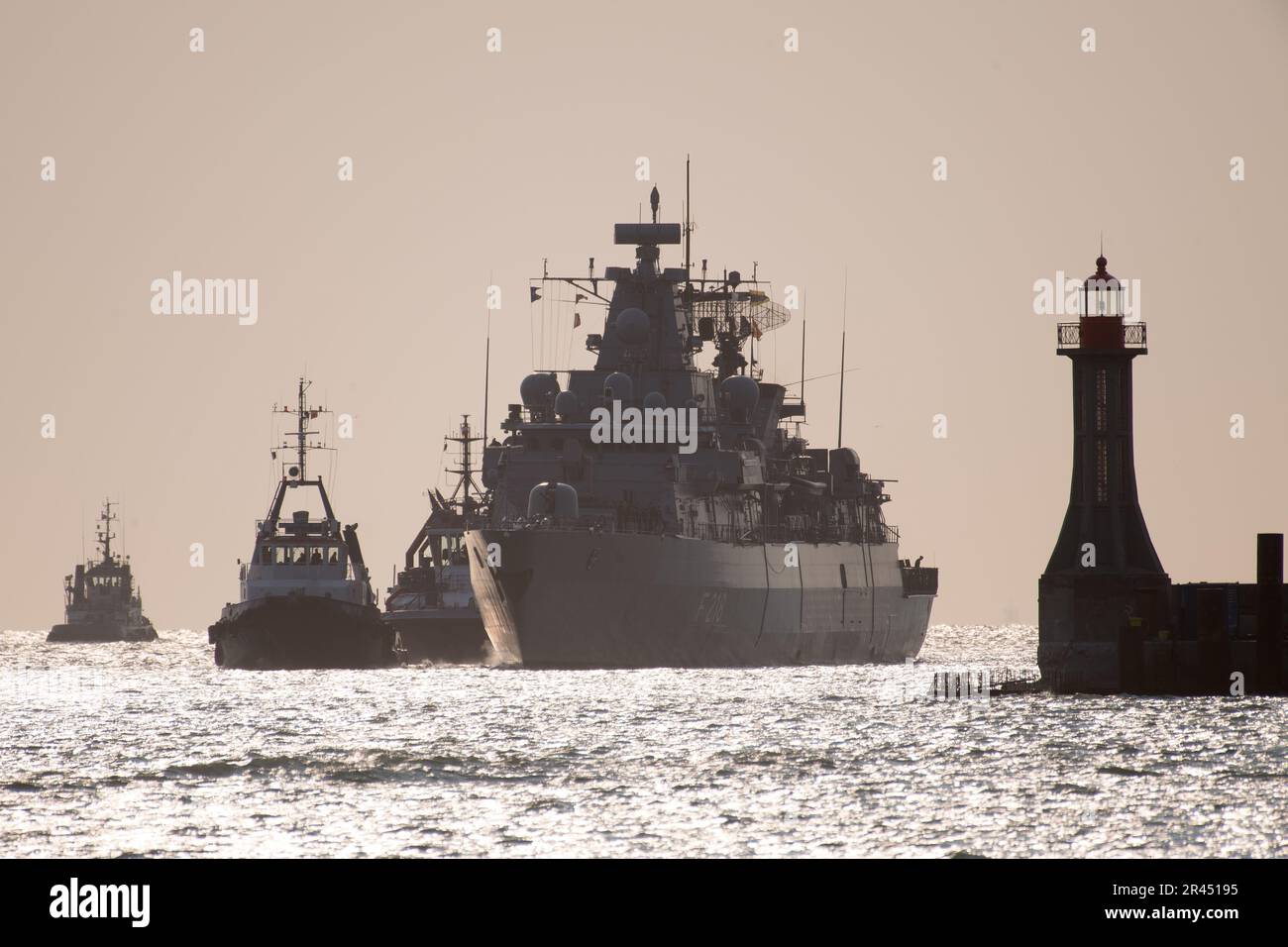Gdynia, Poland. 26 May 2023. German Brandenburg-class frigate FGS Mecklenburg Vorpommern F218, a part of Standing NATO Maritime Group One SNMG1, arrived to port of Gdynia © Wojciech Strozyk / Alamy Live News Stock Photo