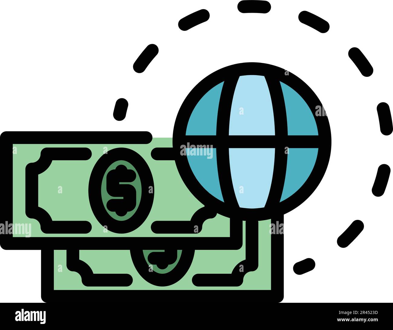 World dollar icon. Outline World dollar vector icon for web design ...