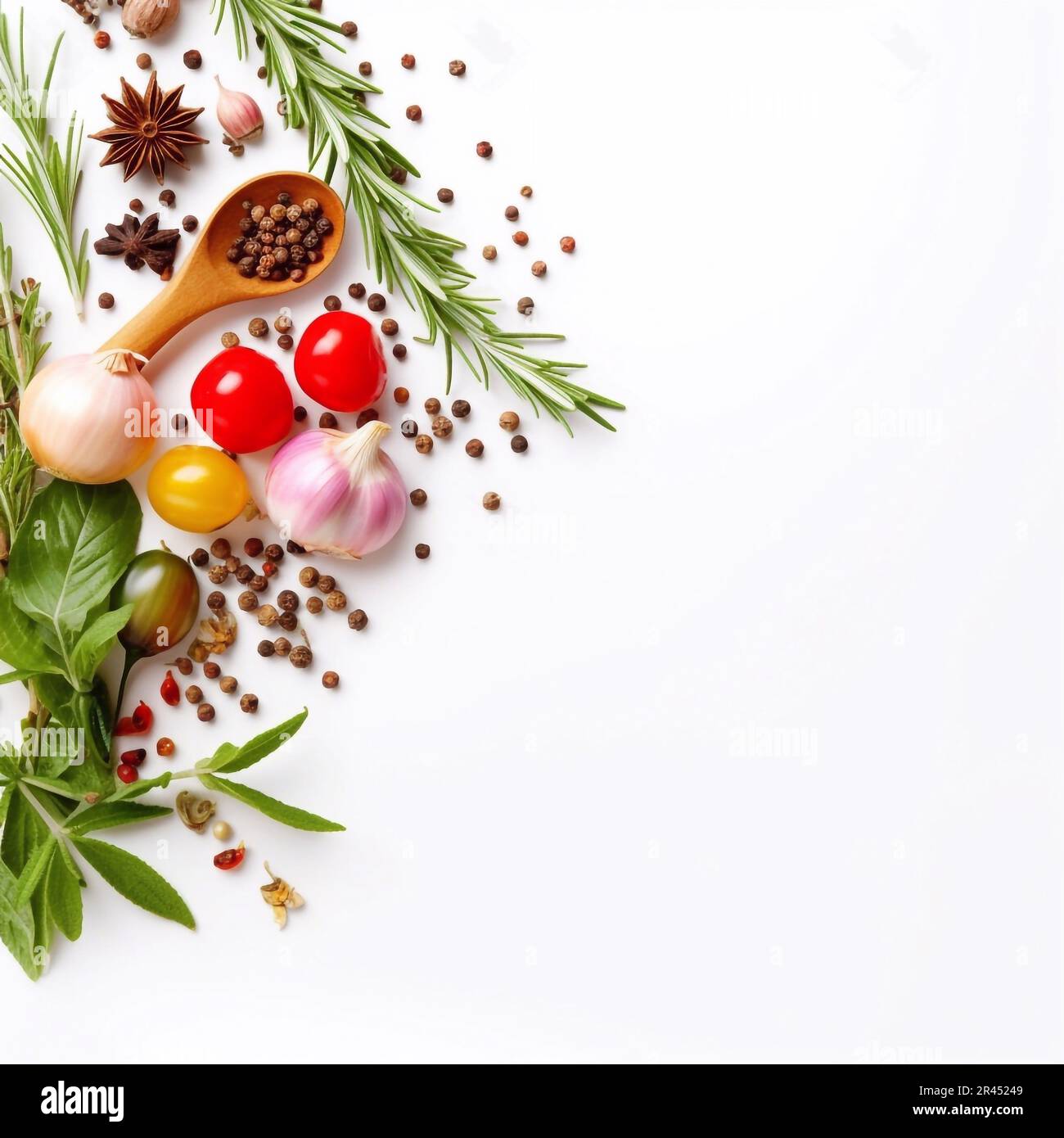 Herbs and spices - background for cooking Stock Photo - Alamy