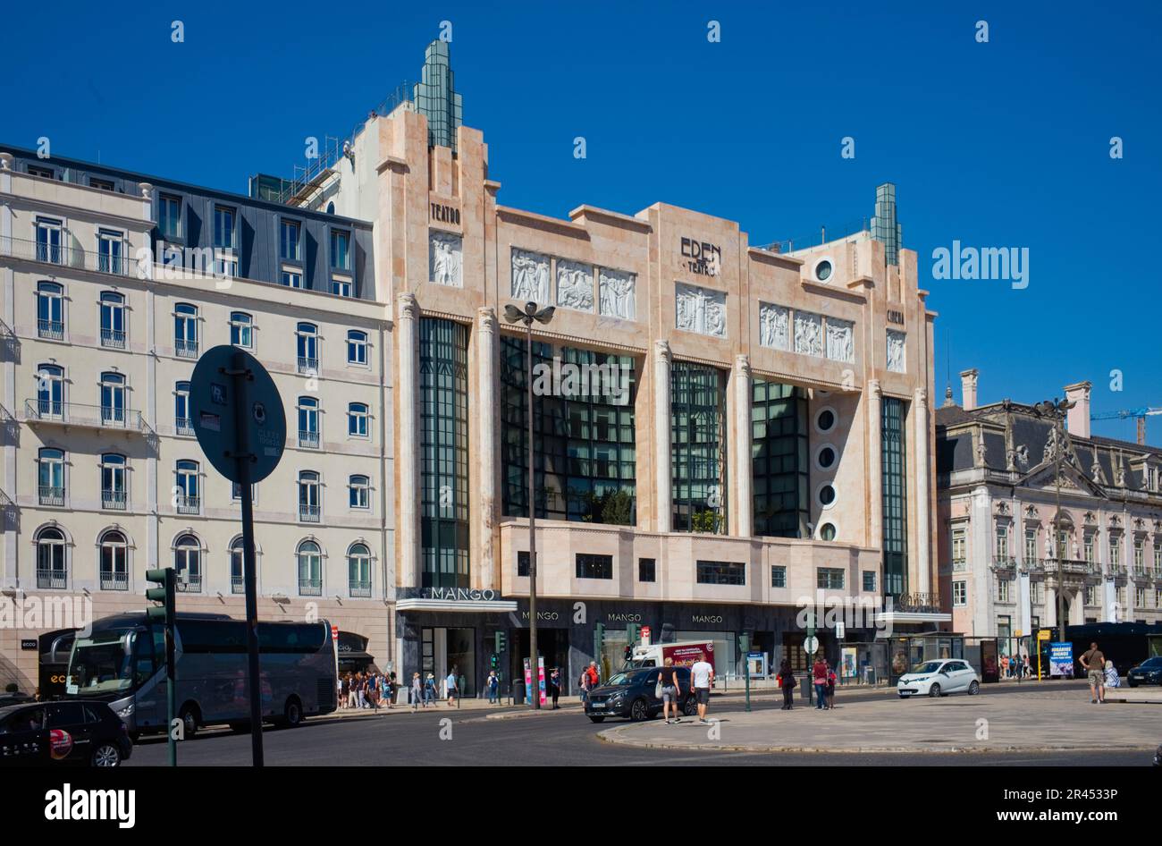 Eden teatro was one of Lisbon major Art Deco cinema buildings it was opened in 1931 and closed in 1989. It is now an apart hotel Stock Photo