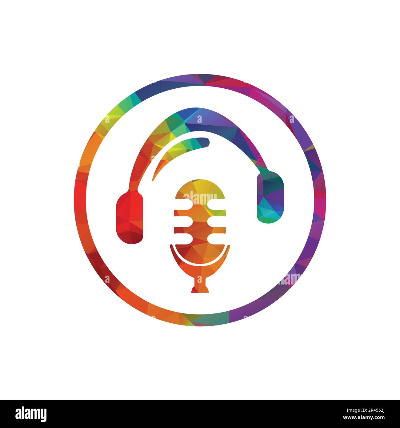 Microphone and headphones icon. Multicolored gradient design. Vector illustration. Stock Vector