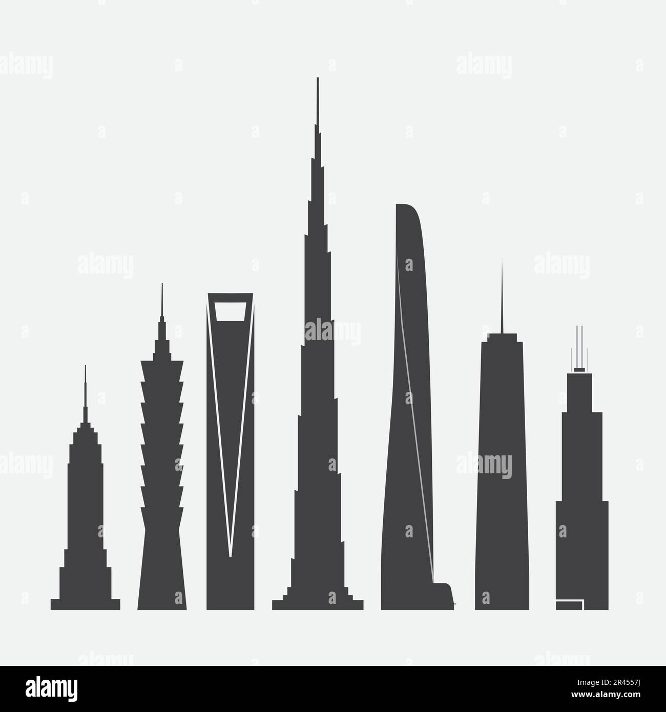 Set of Vector Illustrations of Famous Skyscrapers Stock Vector