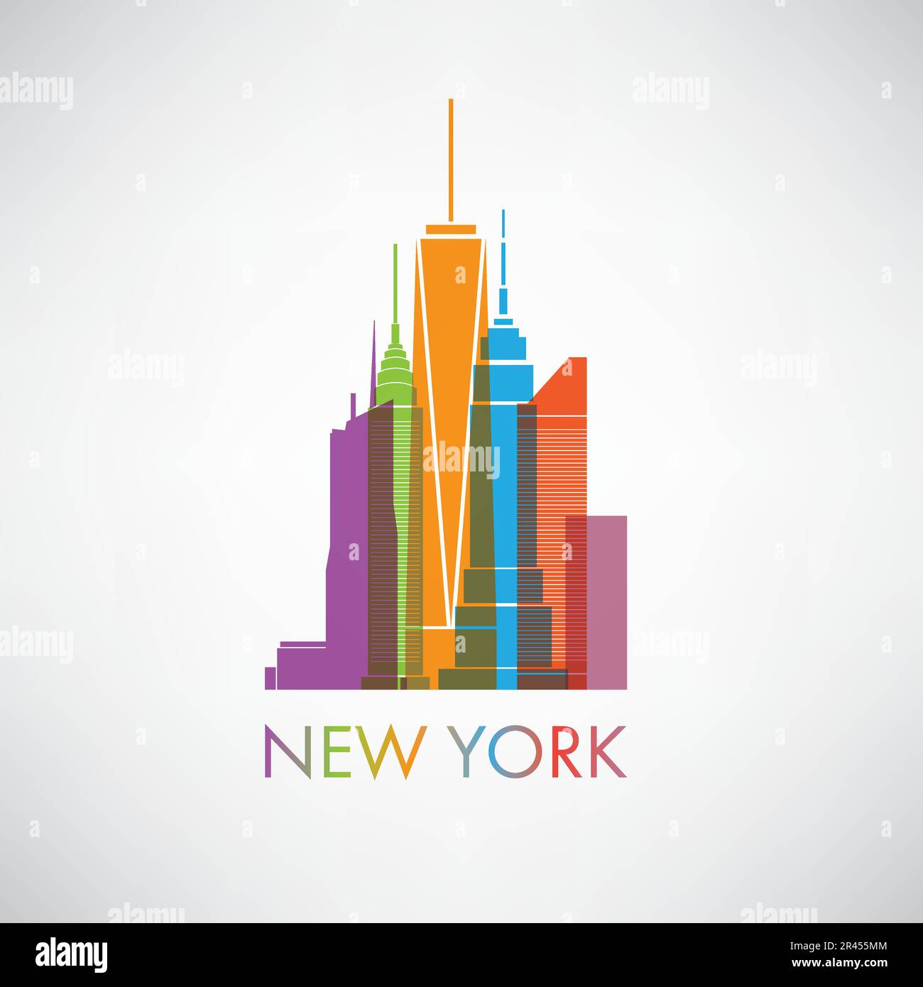 New York City Skyline Design Concept With Silhouette of Famous ...