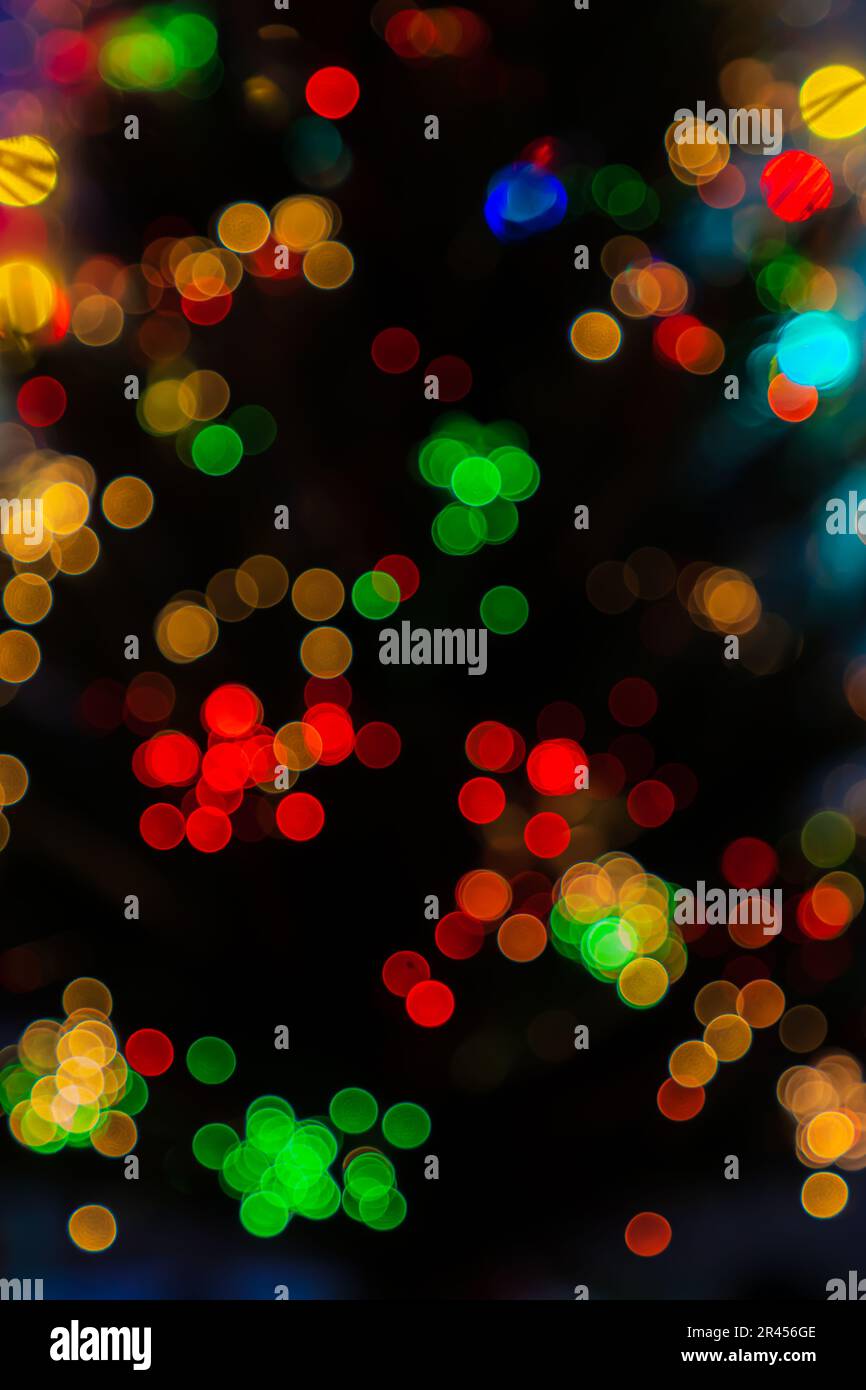 The blurred colorful bokeh lights on the dark background Stock Photo ...