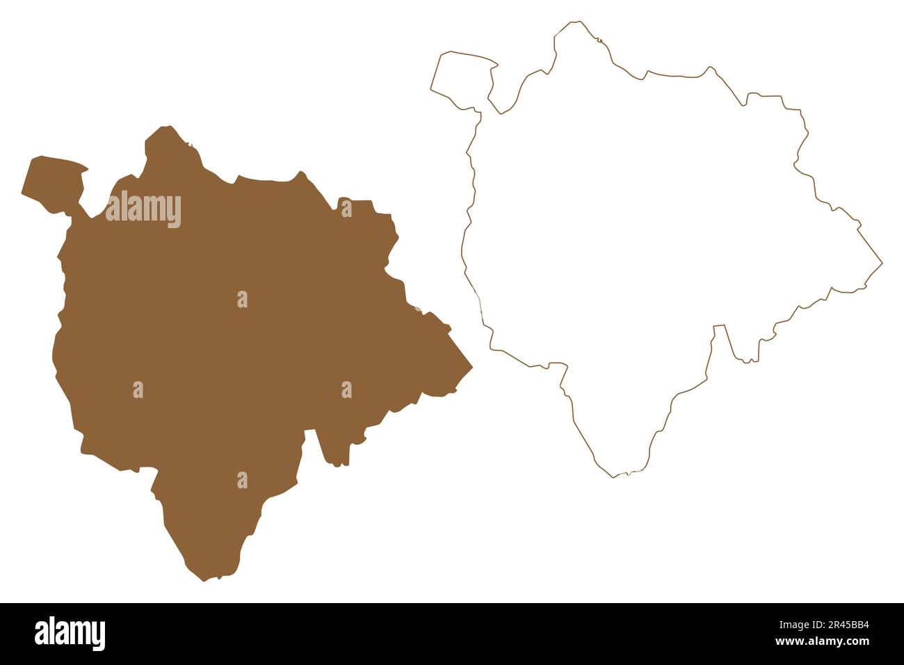 Mattersburg district (Republic of Austria or Österreich, Burgenland state) map vector illustration, scribble sketch Bezirk Mattersburg map Stock Vector