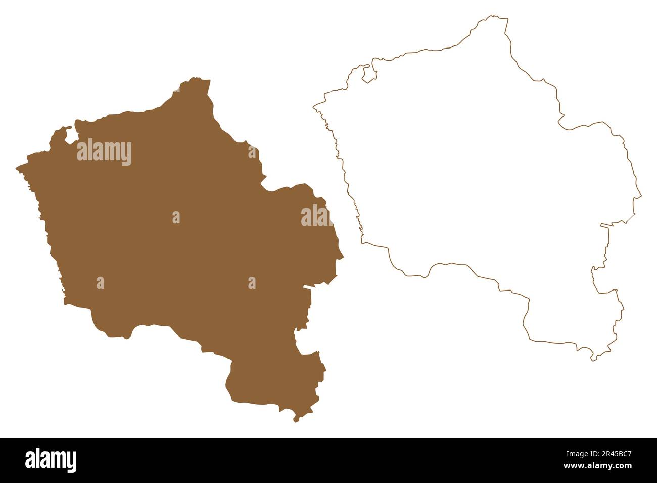 Oberwart district (Republic of Austria or Österreich, Burgenland state) map vector illustration, scribble sketch Bezirk Oberwart map Stock Vector