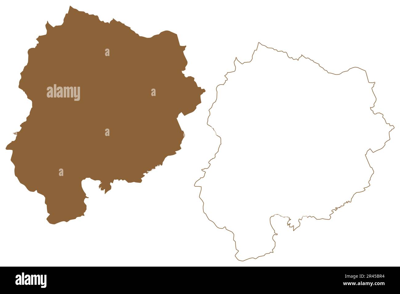 Oberpullendorf district (Republic of Austria or Österreich, Burgenland state) map vector illustration, scribble sketch Bezirk Oberpullendorf map Stock Vector