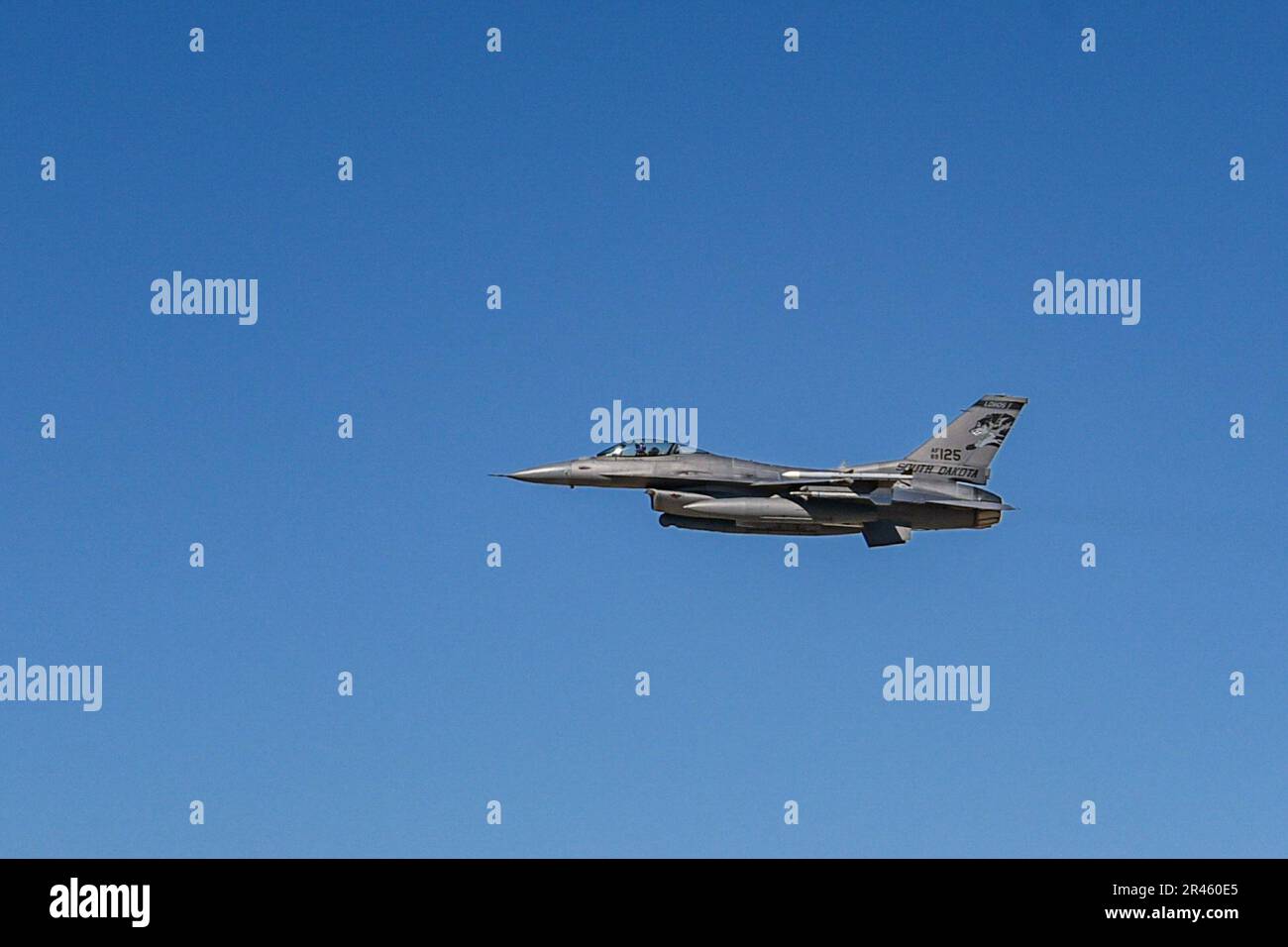 An F16 Fighting Falcon from the 114th Fighter Wing takes off during