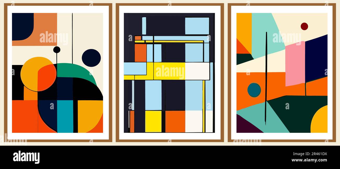 Set of Bauhaus retro posters, vector Backgrounds Stock Vector Image