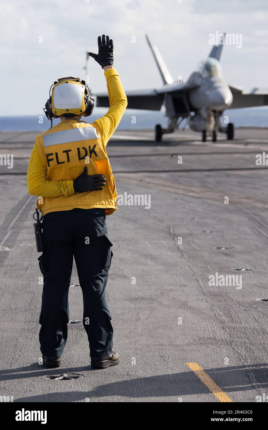 Aviation Boatswain's Mate 3rd Class Shelby Bilodeau, from Arlington, Texas, assigned to the