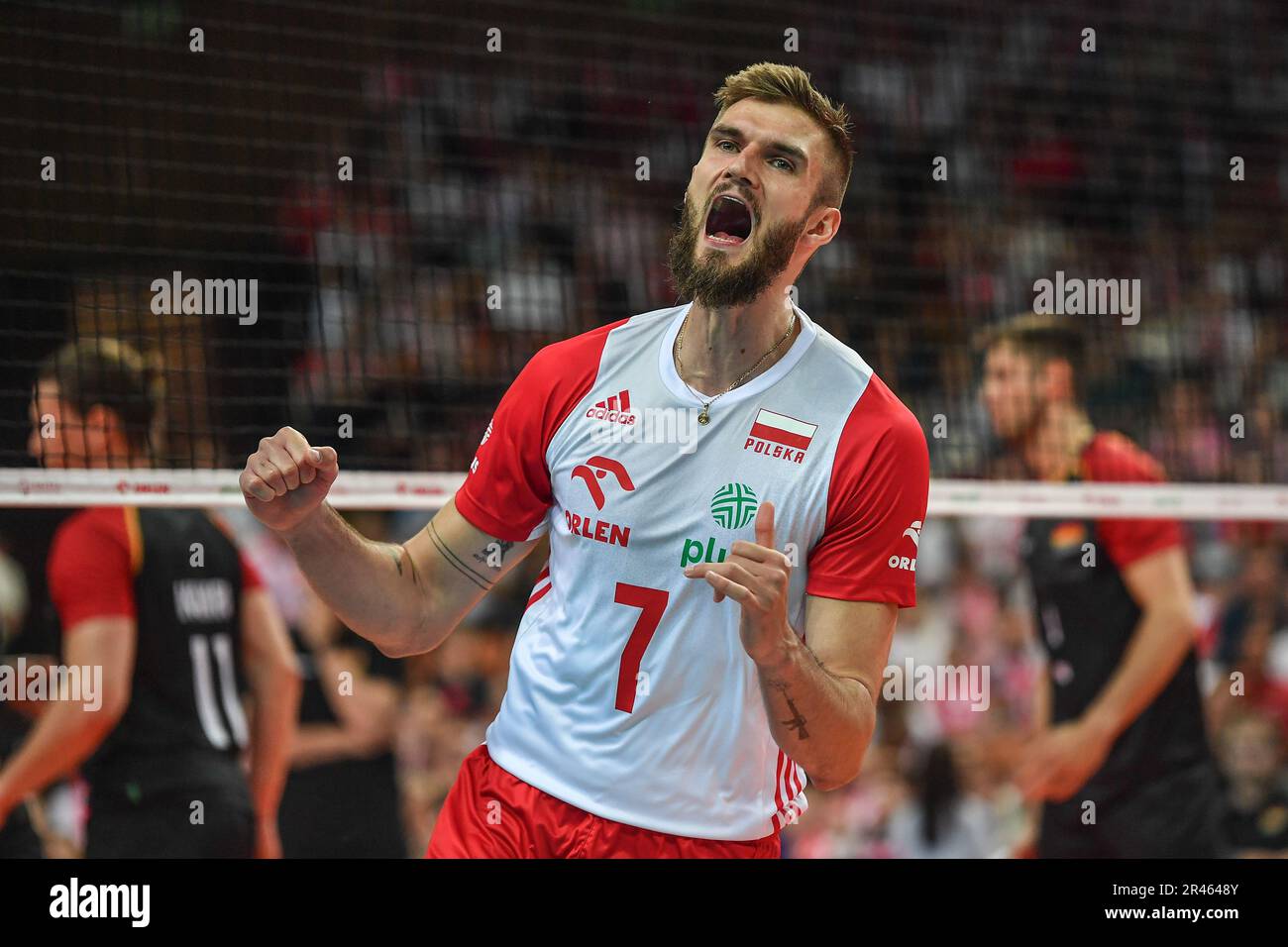 Katowice, Poland. 25th May, 2023. Karol Klos during the Men's volleyball friendly match between Poland and German on May 25, 2023 in Katowice, Poland. (Photo by PressFocus/Sipa USA) Credit: Sipa USA/Alamy Live News Stock Photo