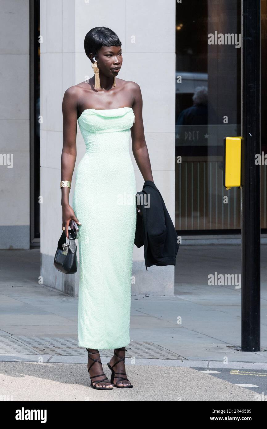London, UK. 18th May, 2023. Model Adhel Bol arrives for the British Fashion Council (BFC) / Vogue Designer Fashion Fund event at 180 Studios. Credit Stock Photo - Alamy London, UK. 18th May, 2023. Model Adhel Bol arrives for the British Fashion Council (BFC) / Vogue Designer Fashion Fund event at 180 Studios. Credit Stock Photo - Alamy