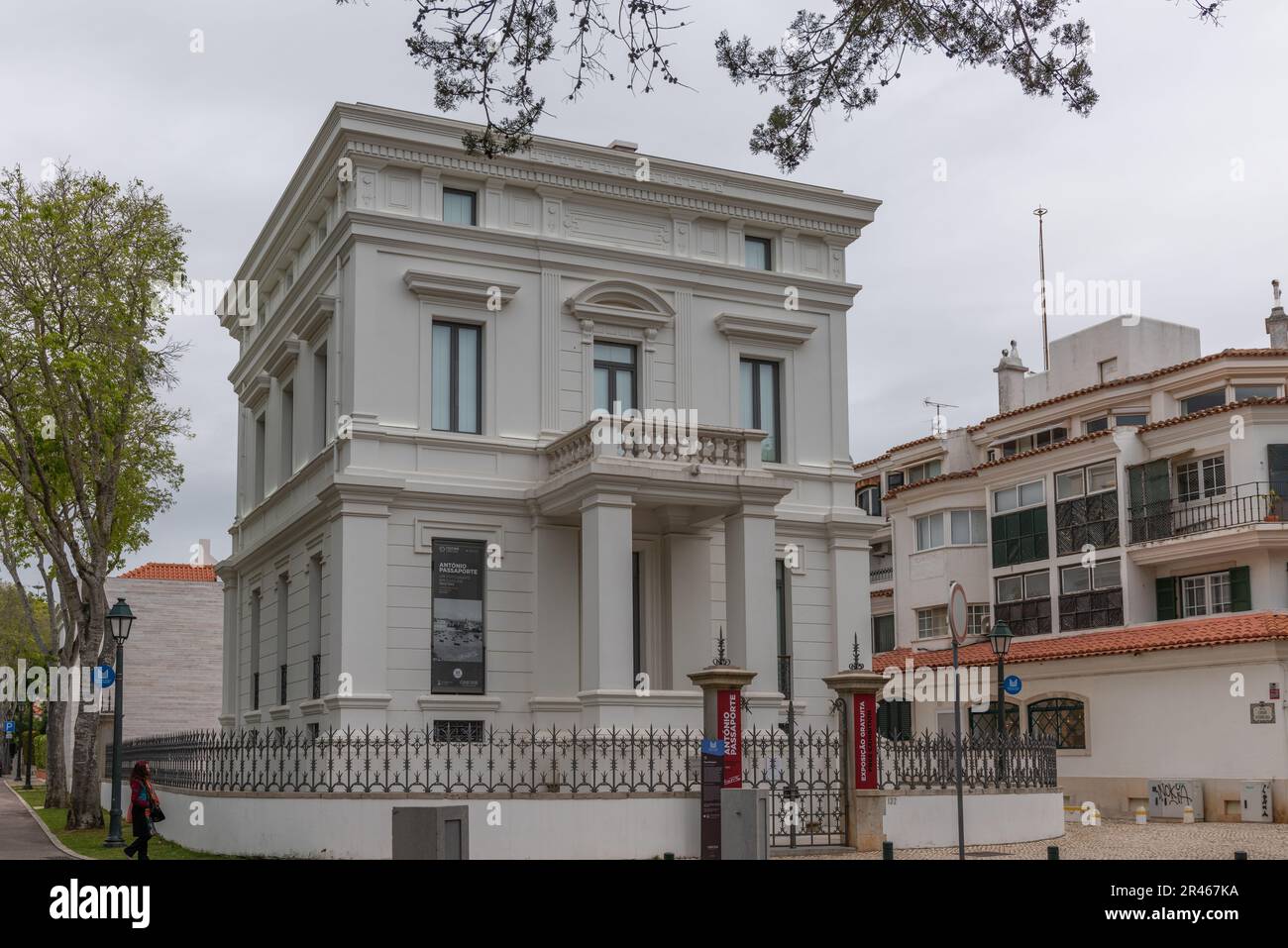 A white building, Casa Sommer serves as the historical archive and the municipal bookshop Stock Photo