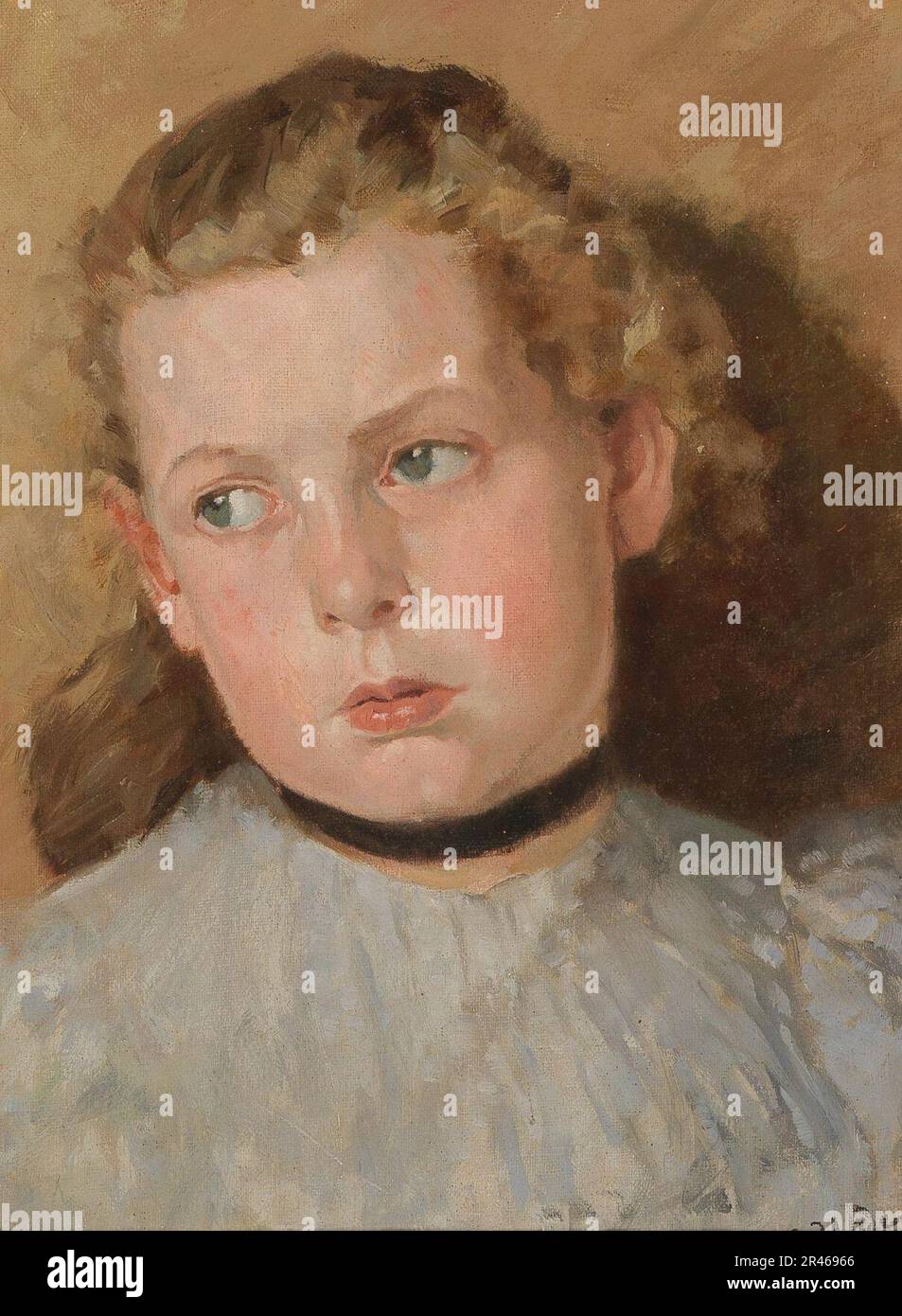 Fritz von Uhde - Bildnis eines Mädchens mit schwarzem Halsband Stock Photo