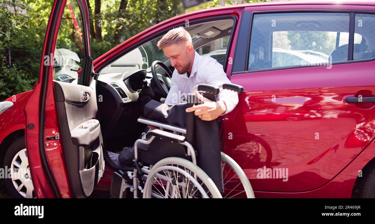 Driver With Disability Getting In Car For Travel Stock Photo Alamy