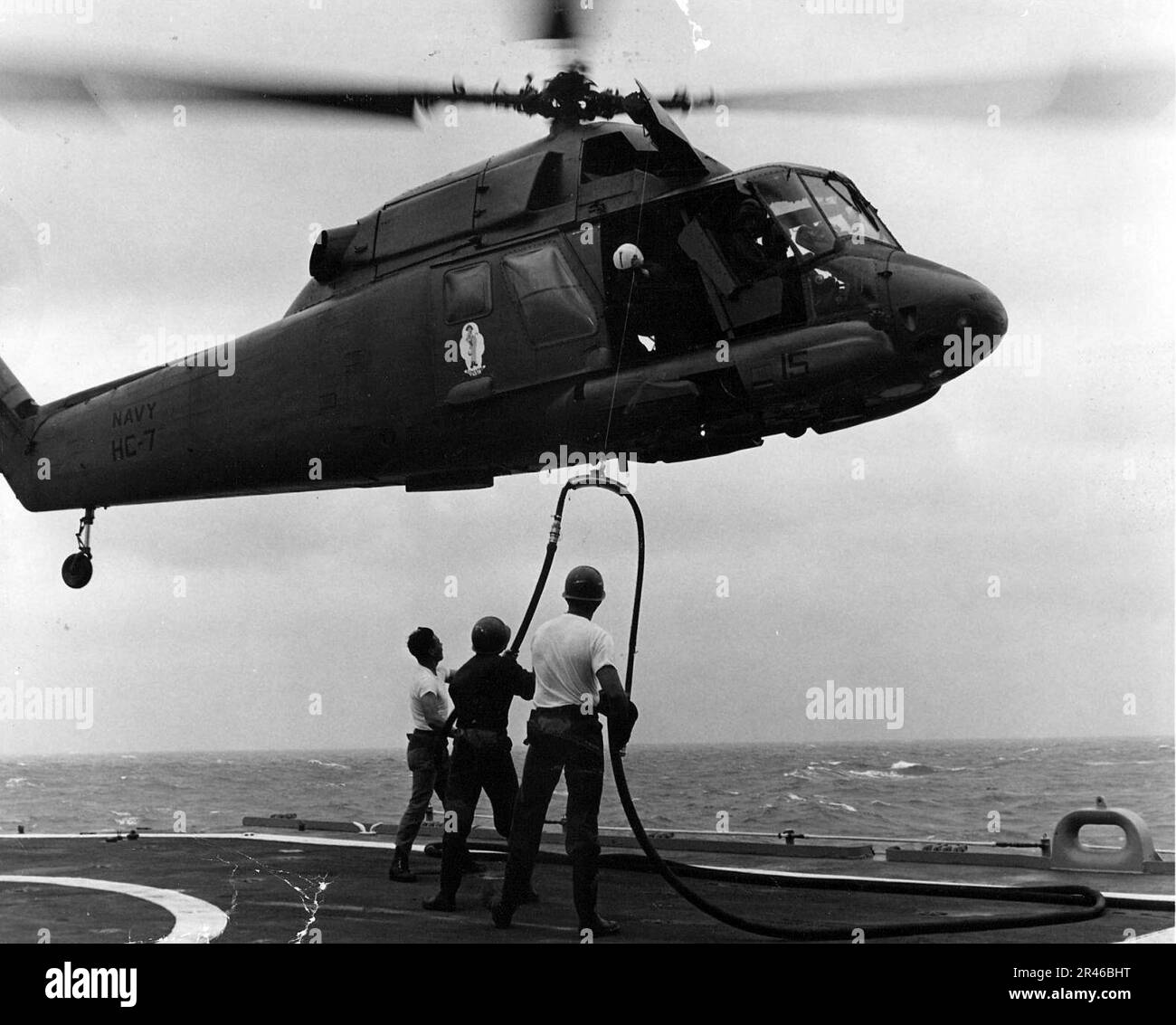 UH-2 Seasprite HC-7 being refueled from ship off Vietnam c1970 Stock ...