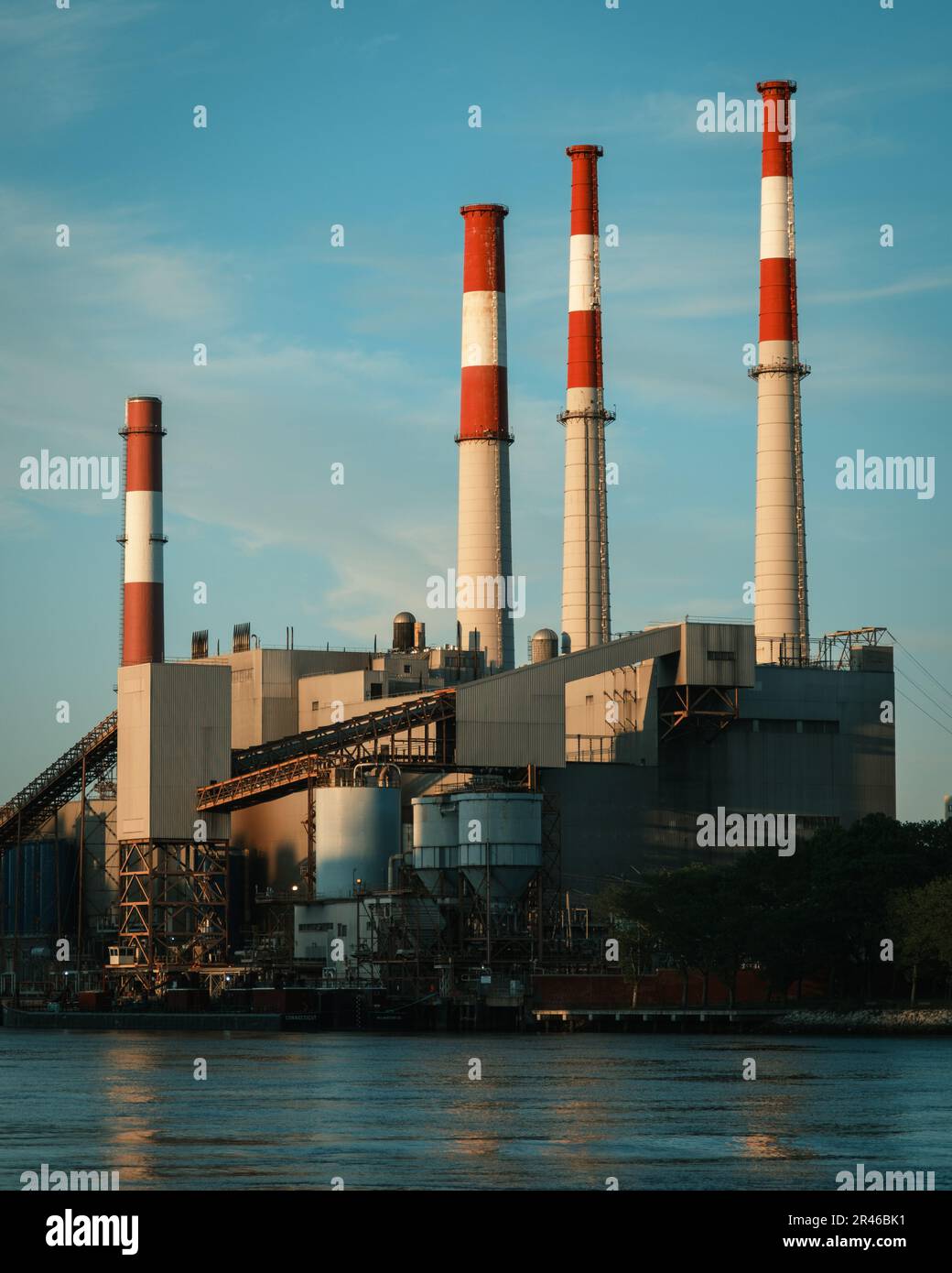View of Ravenswood Generating Stationfrom Roosevelt Island, New York City Stock Photo