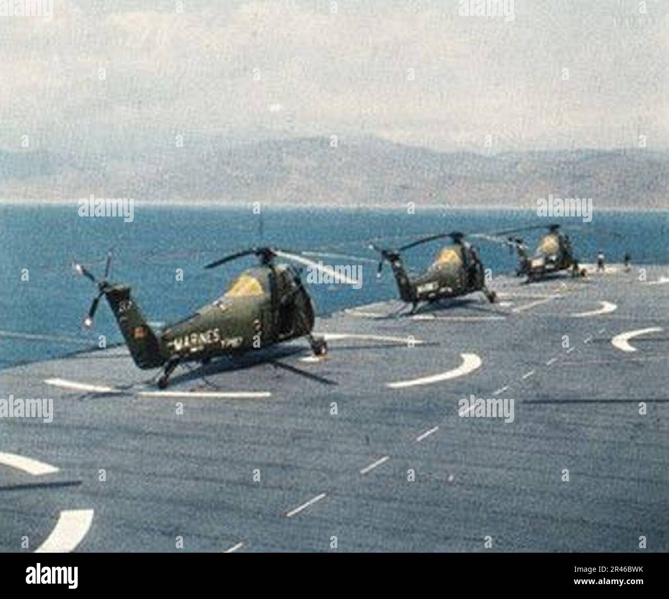 UH-34Ds of HMM-163 on USS Pronceton (LPH-5) in 1963 Stock Photo