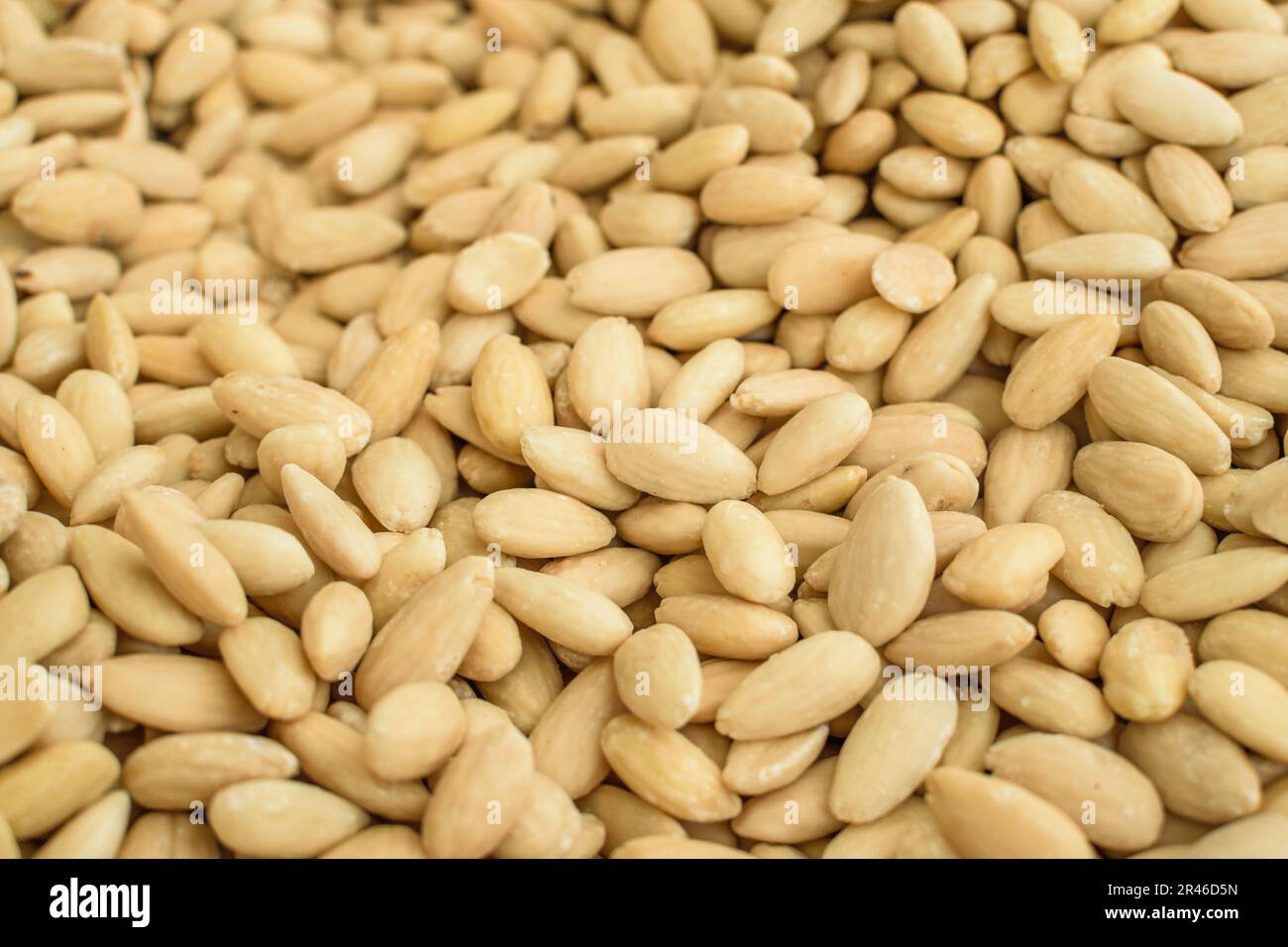 Image of almonds without skin stocked in market for consumption Stock