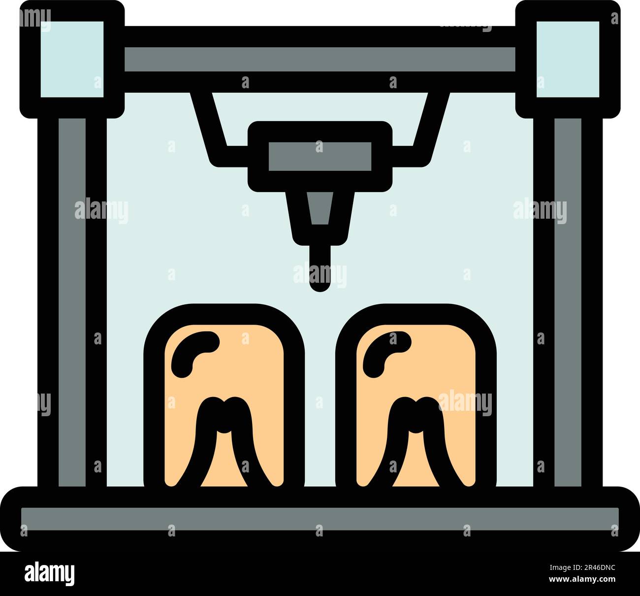 Teeth bioprinting icon. Outline Teeth bioprinting vector icon for web design isolated on white background color flat Stock Vector