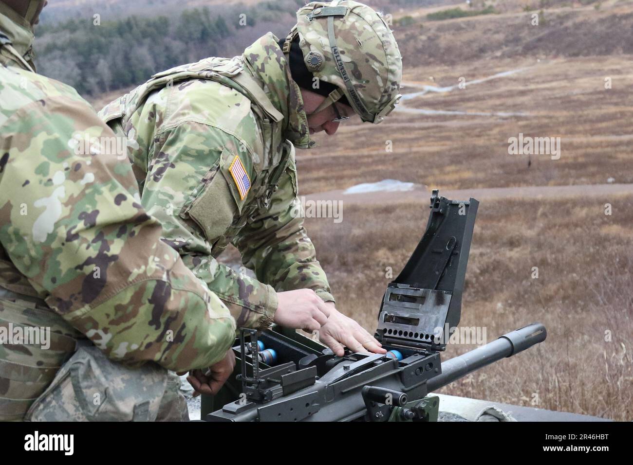 Soldiers with light machine guns on hi-res stock photography and