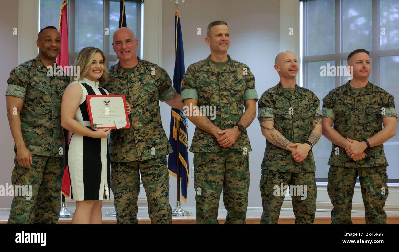 U S Marines Pose For A Photo With Stephanie Skeete During The U S Marines Pose For A Photo With Stephanie Skeete During The