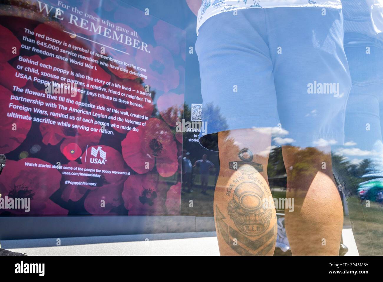 IMAGES DISTRIBUTED FOR USAA The USAA Poppy Wall of Honor is seen on