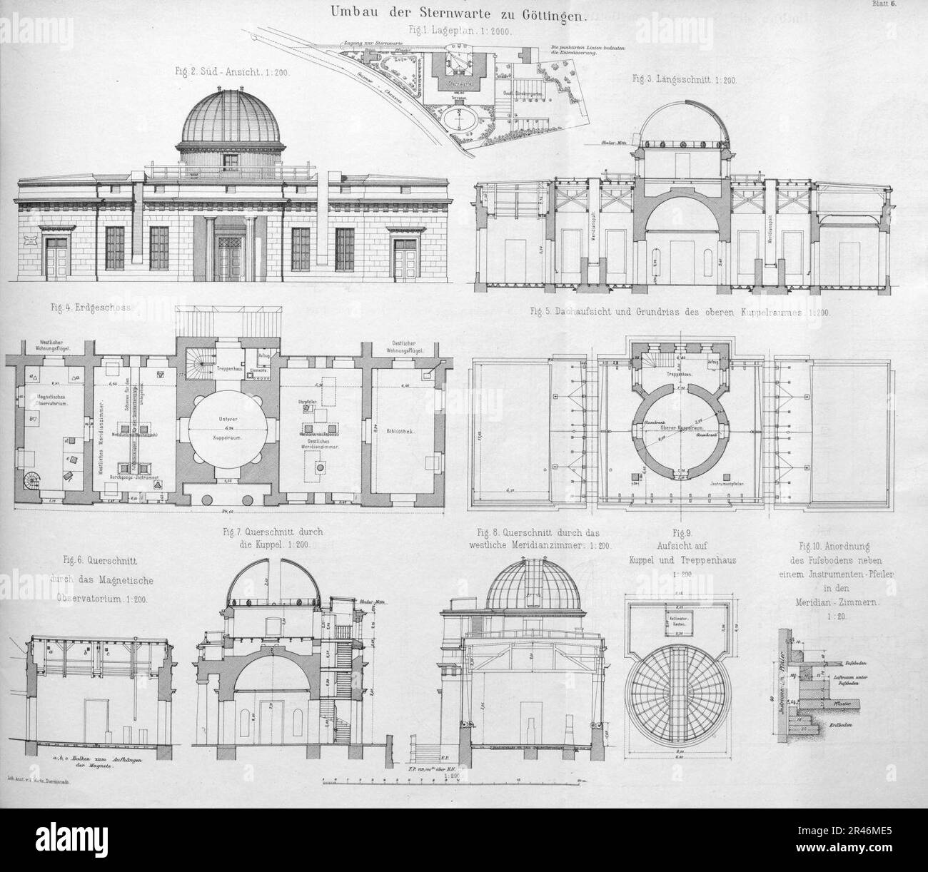 Umbau der Göttinger Sternwarte, Pläne, 1887 Stock Photo - Alamy